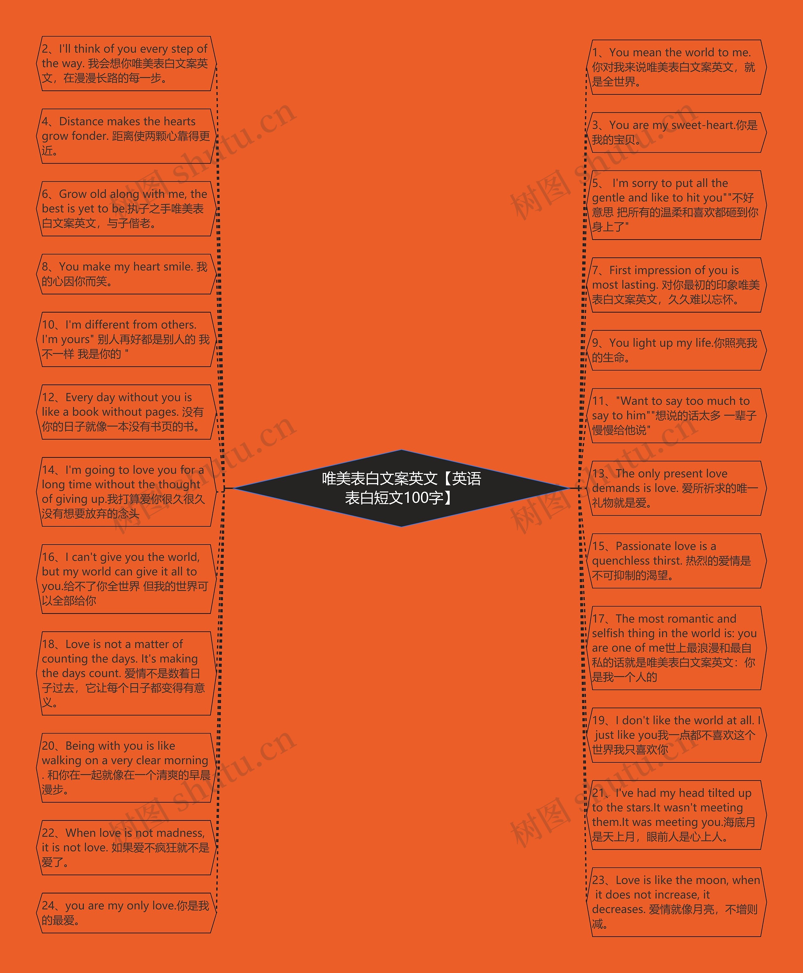 唯美表白文案英文【英语表白短文100字】思维导图