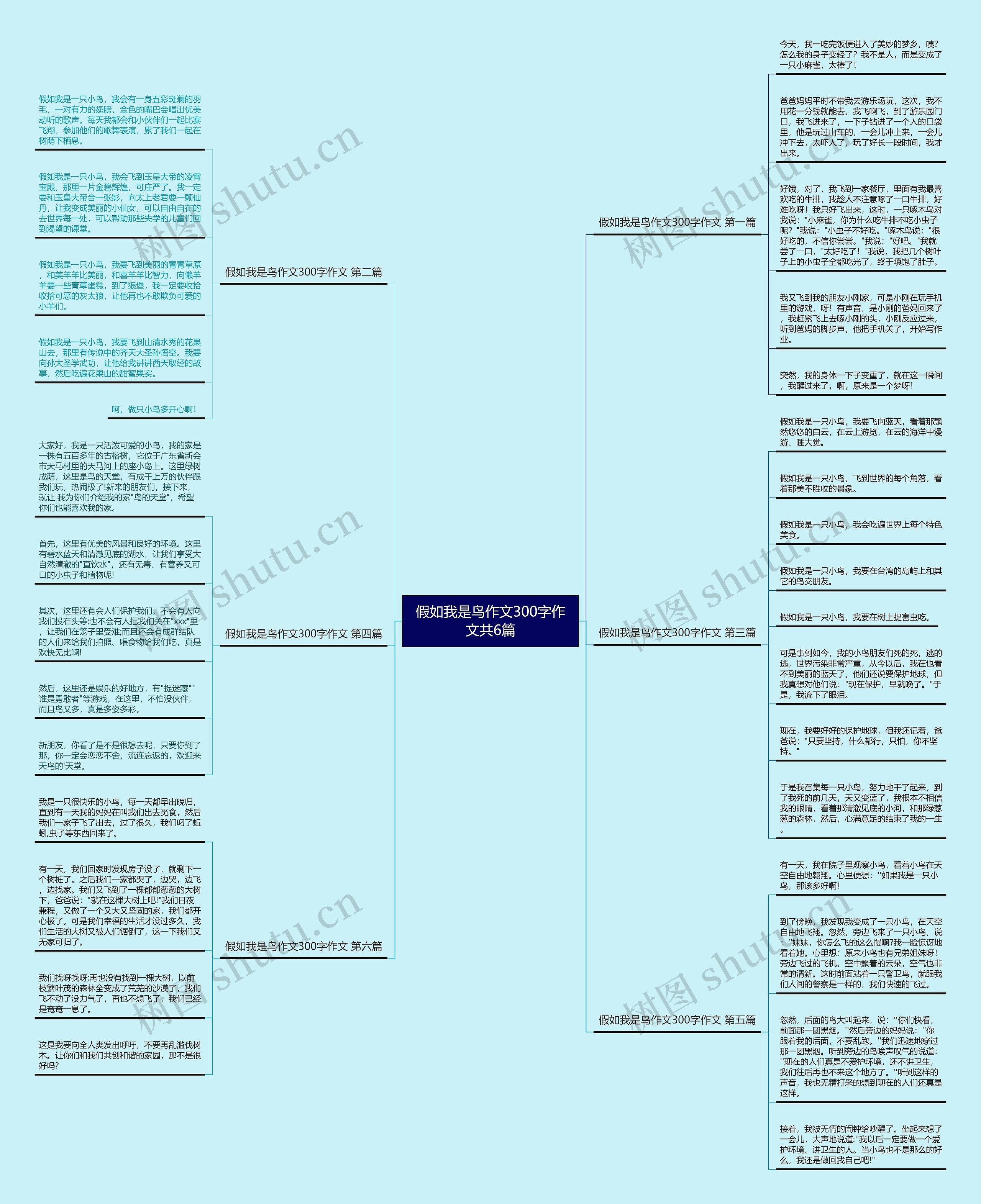 假如我是鸟作文300字作文共6篇思维导图