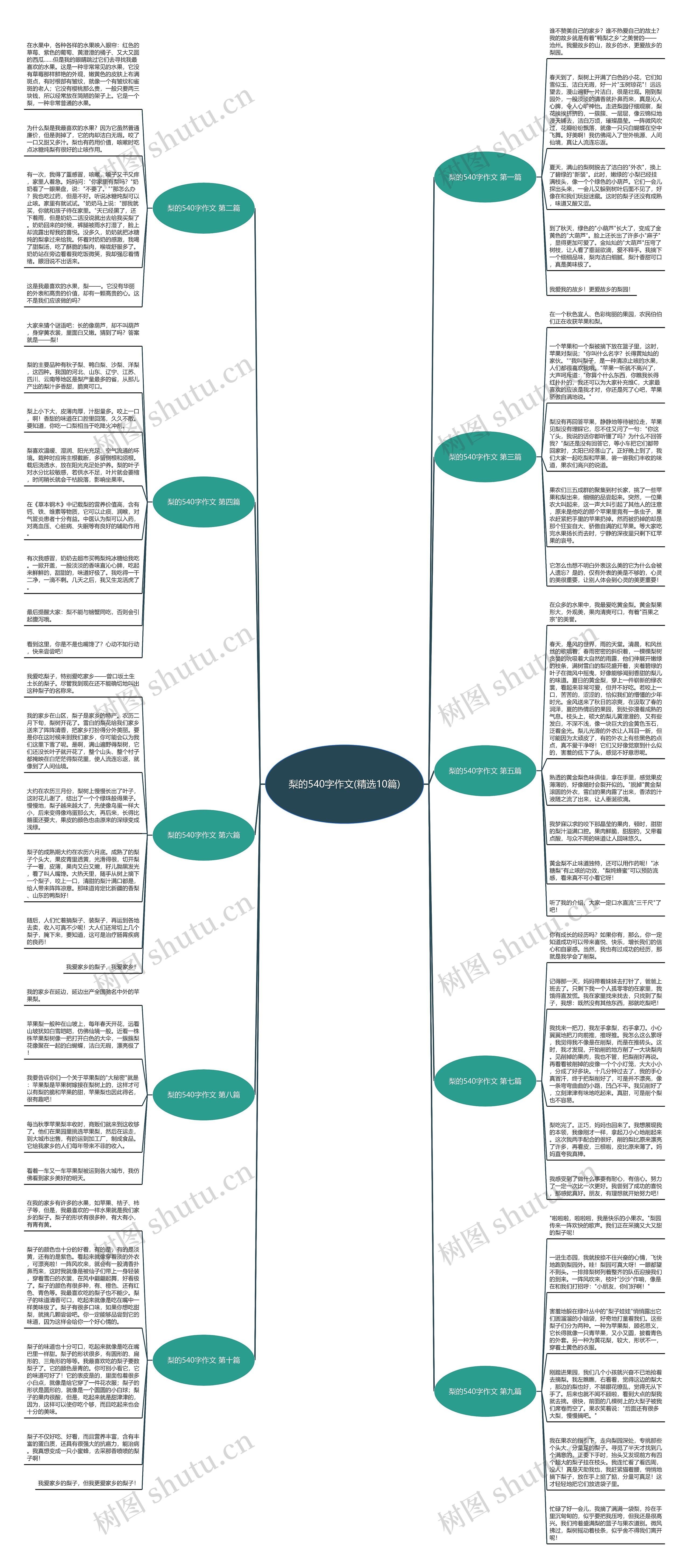 梨的540字作文(精选10篇)思维导图