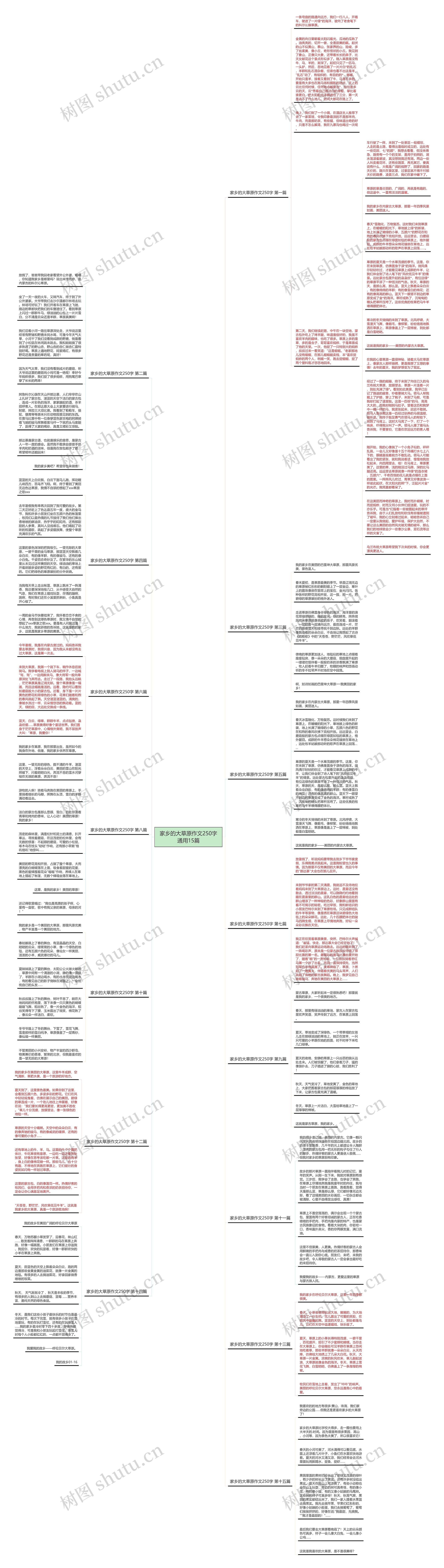 家乡的大草原作文250字通用15篇思维导图