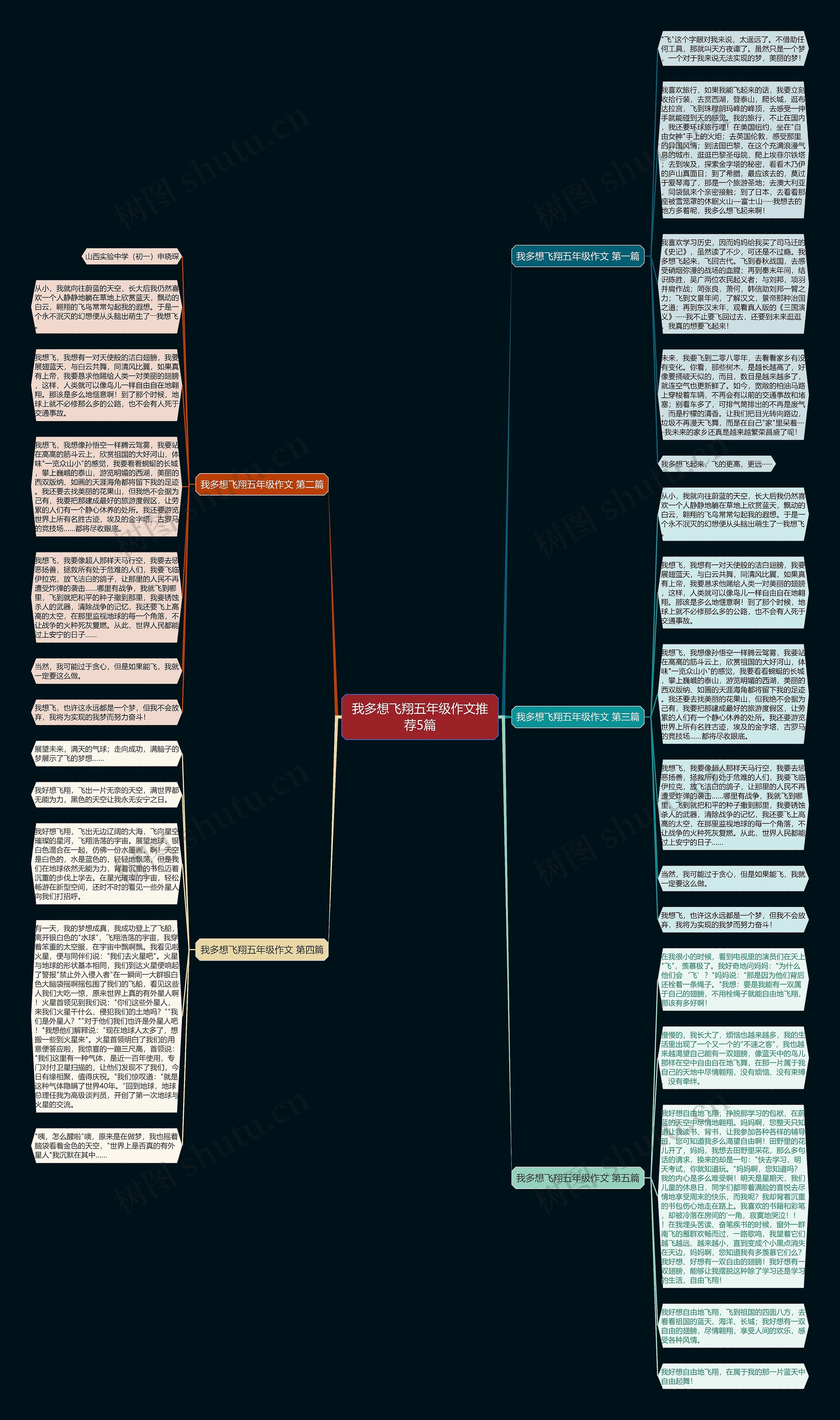 我多想飞翔五年级作文推荐5篇思维导图
