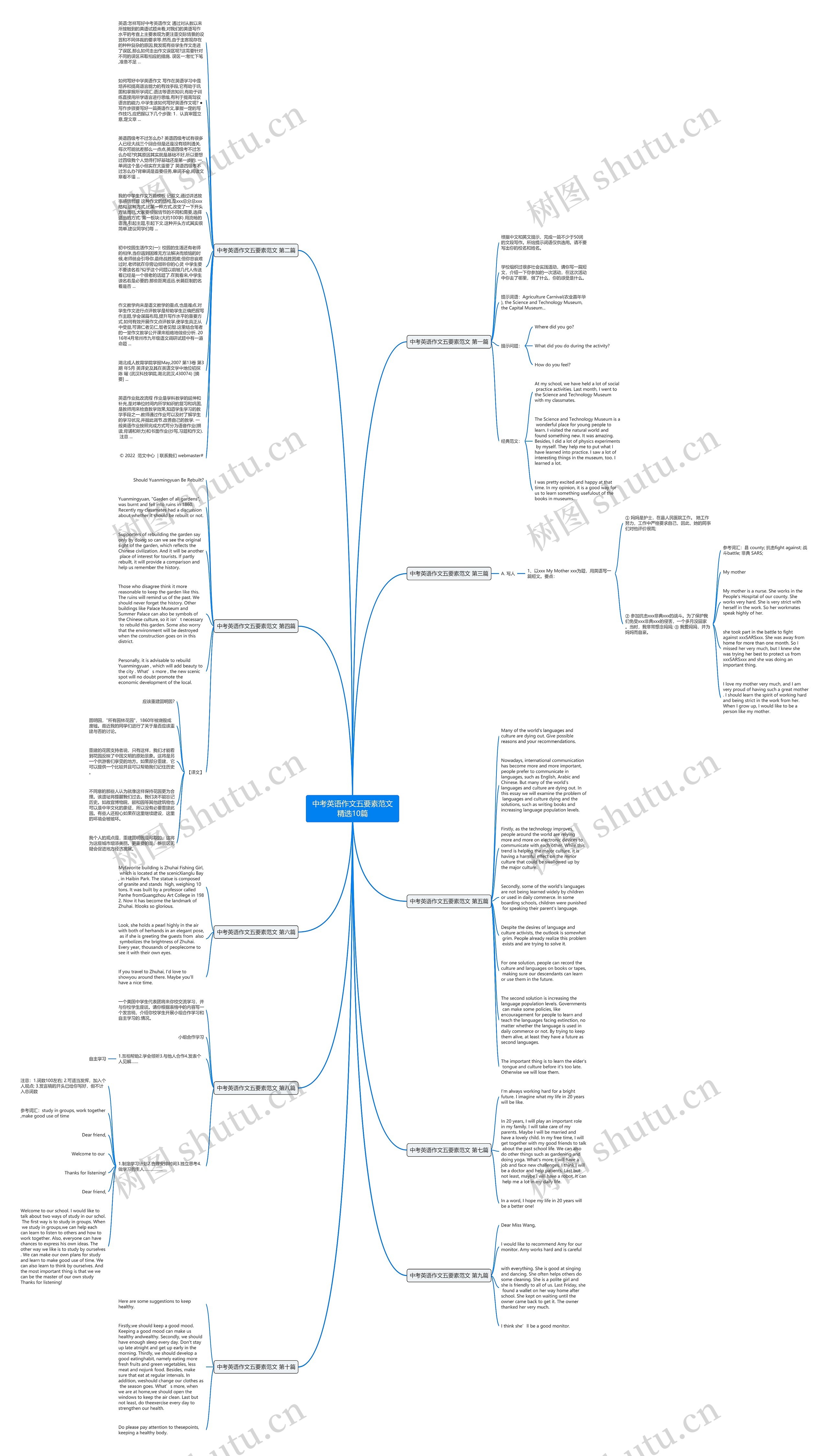 中考英语作文五要素范文精选10篇思维导图