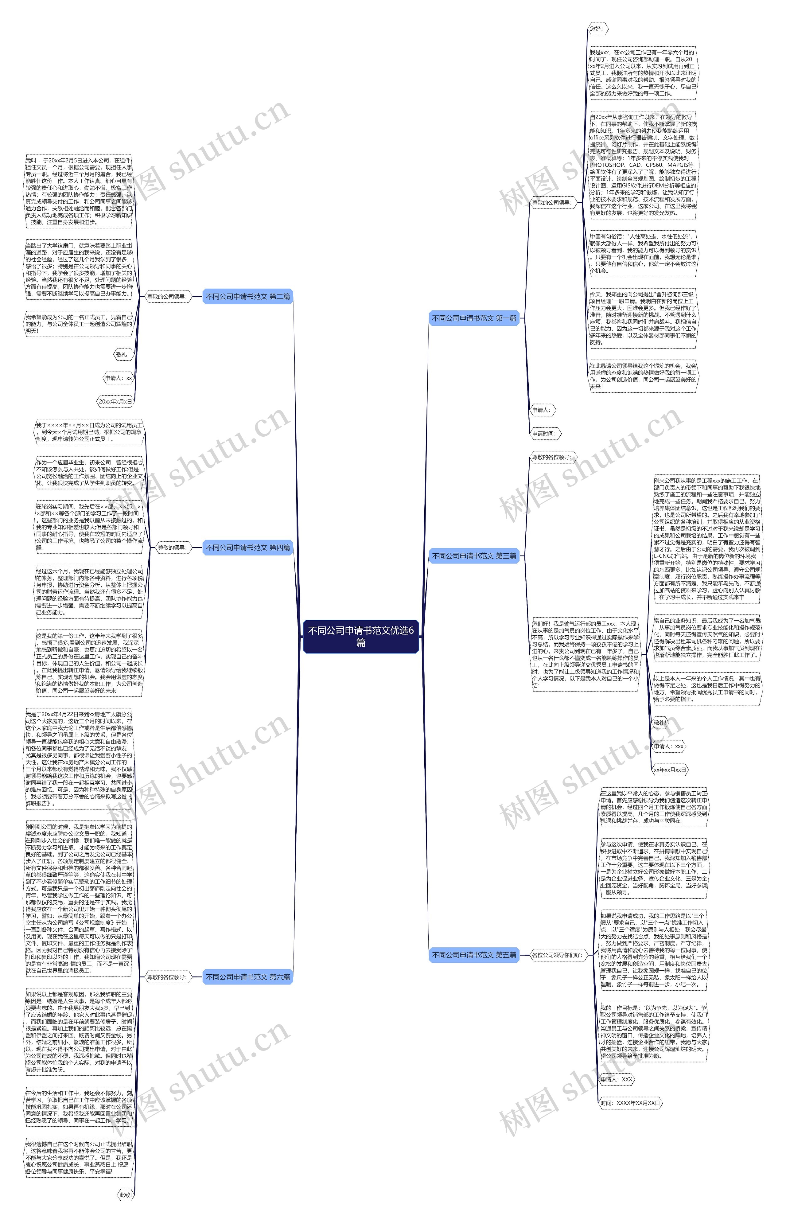 不同公司申请书范文优选6篇思维导图