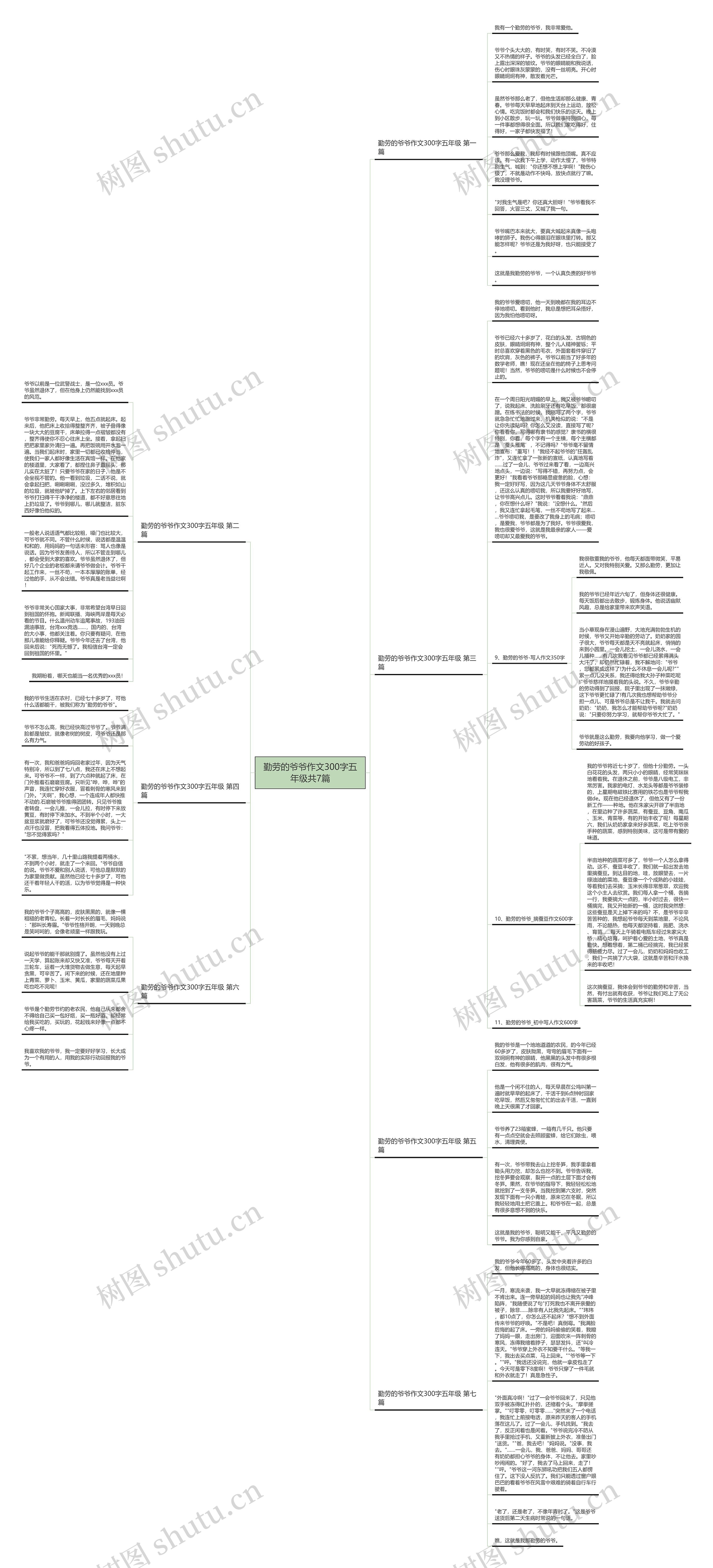 勤劳的爷爷作文300字五年级共7篇思维导图