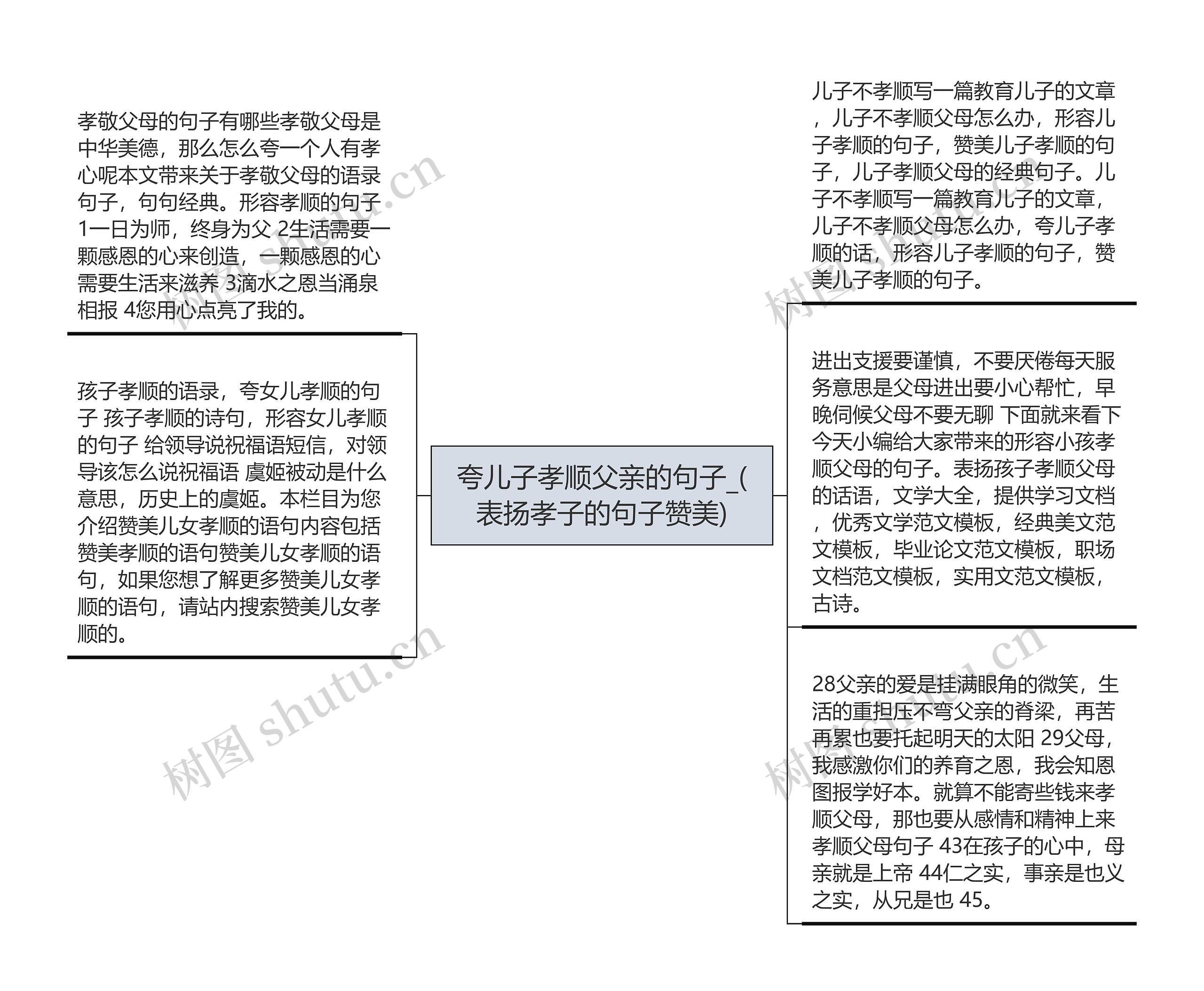 夸儿子孝顺父亲的句子_(表扬孝子的句子赞美)思维导图