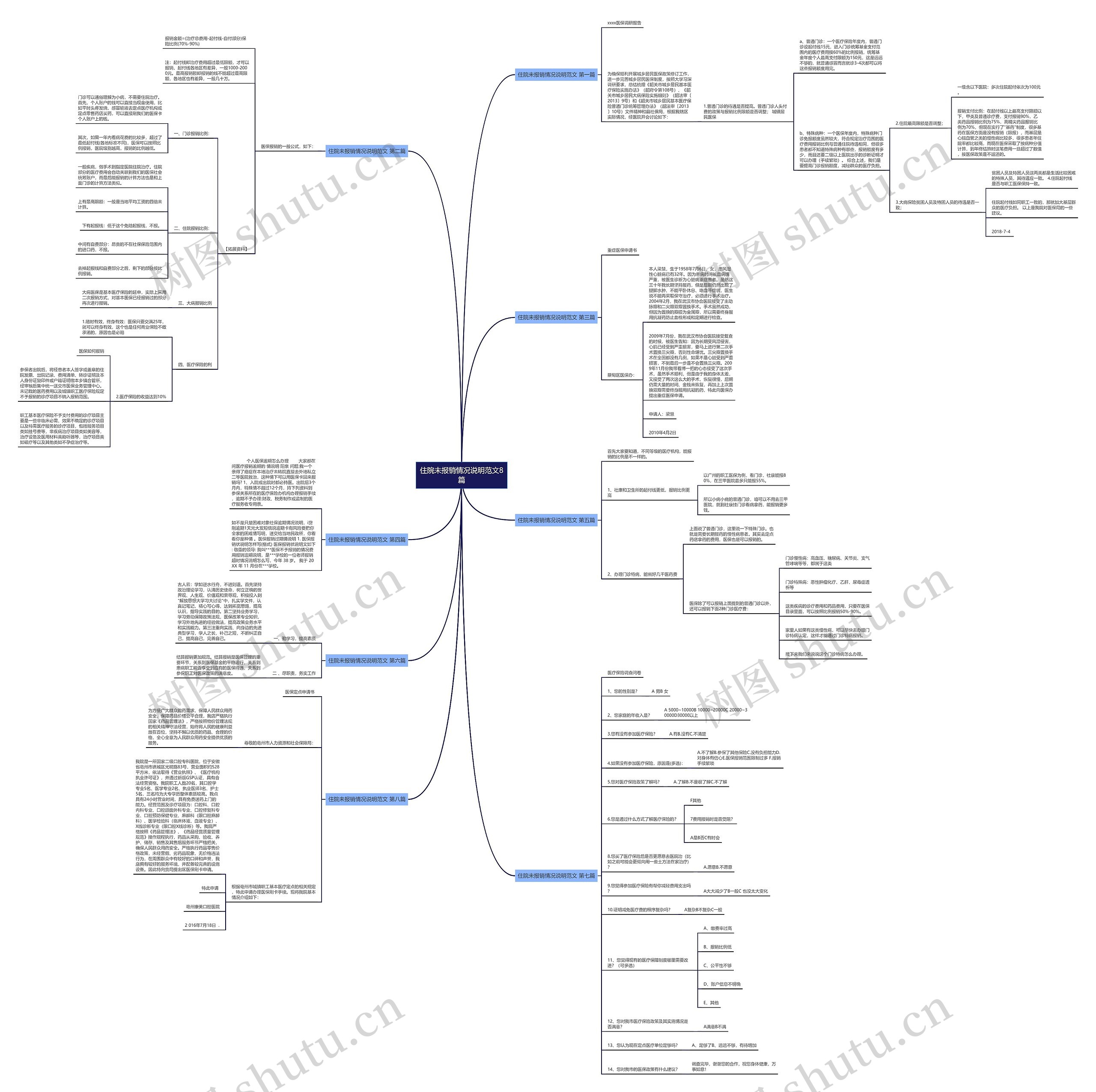 住院未报销情况说明范文8篇思维导图