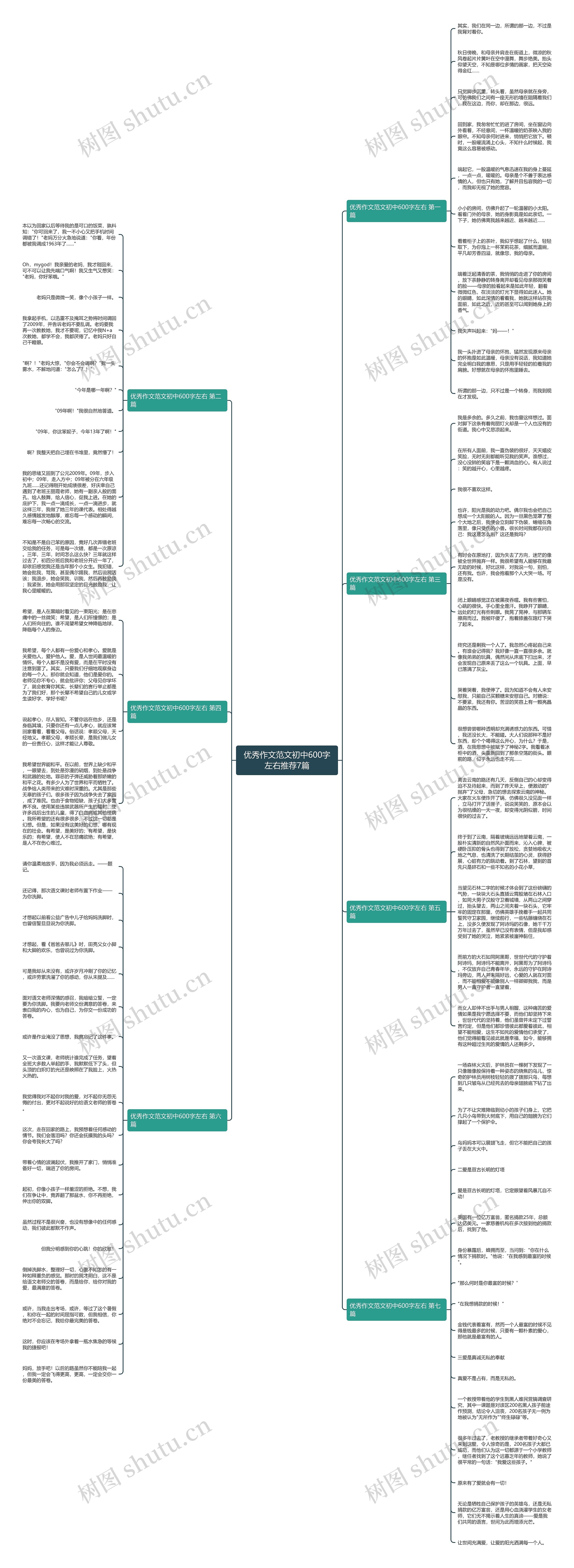 优秀作文范文初中600字左右推荐7篇思维导图