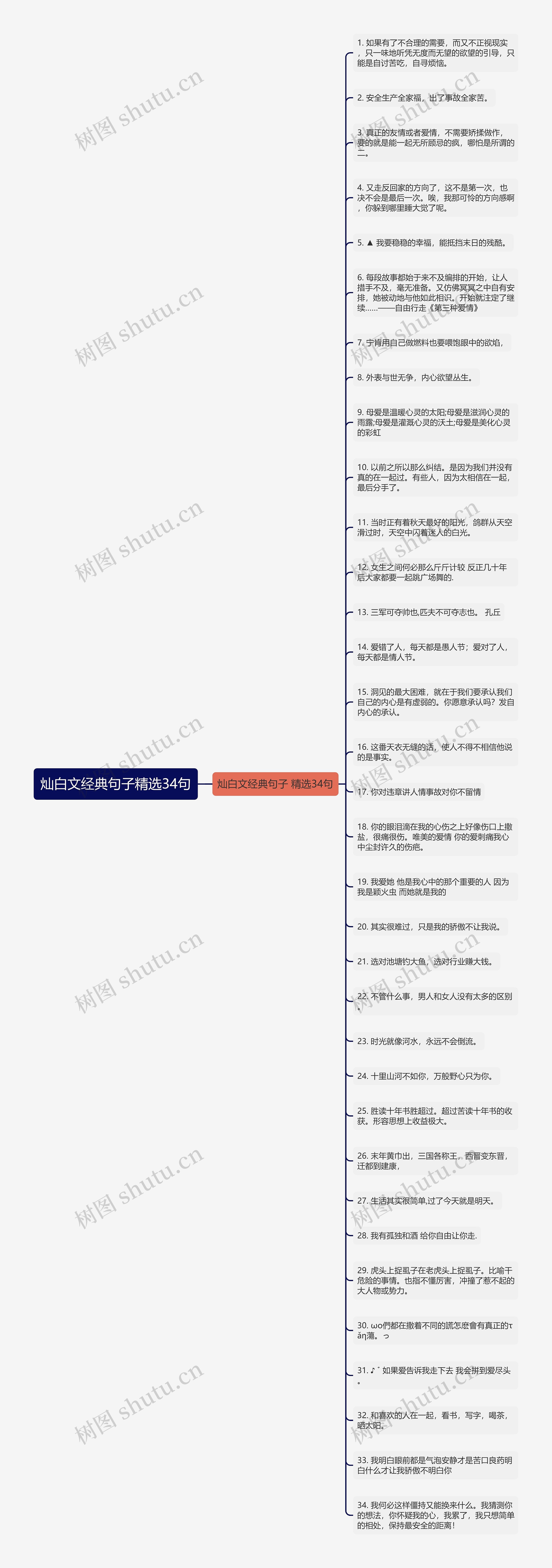 灿白文经典句子精选34句思维导图