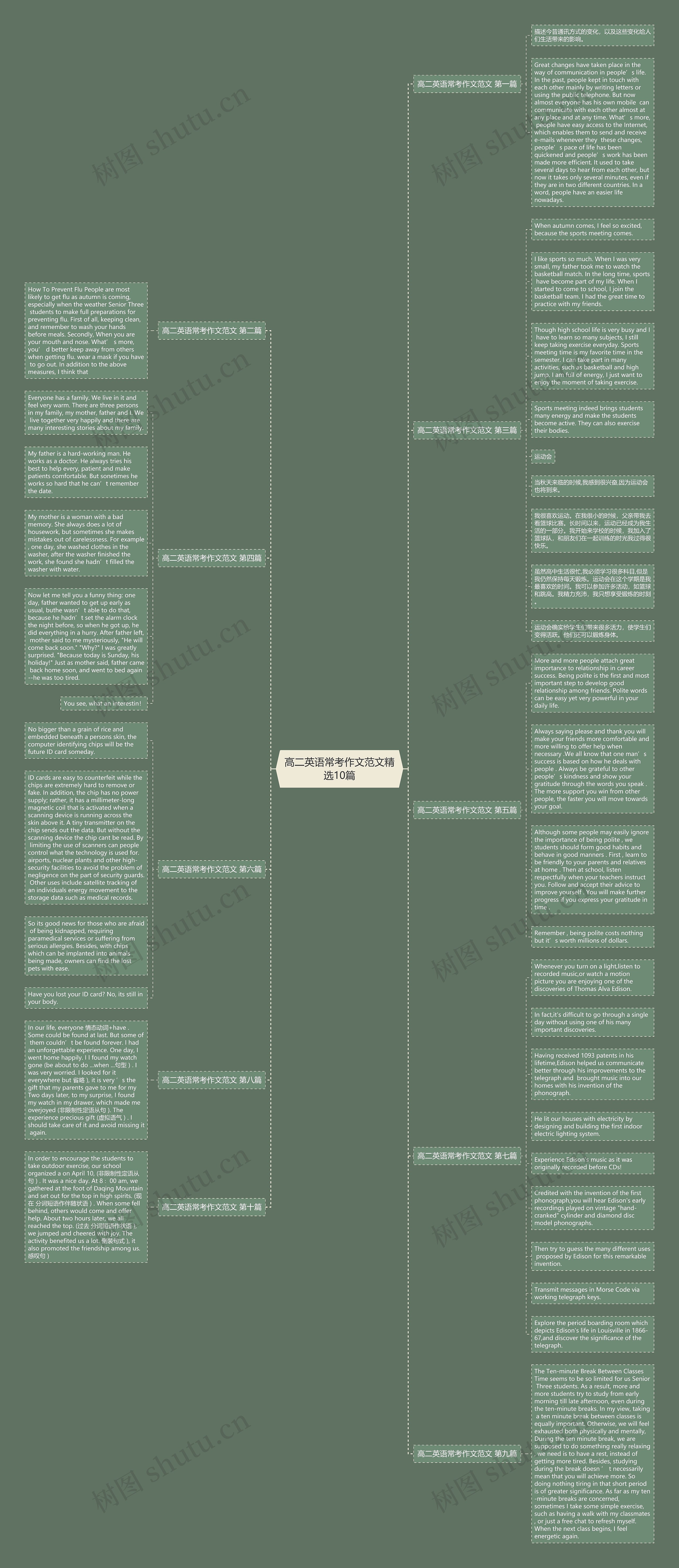 高二英语常考作文范文精选10篇思维导图