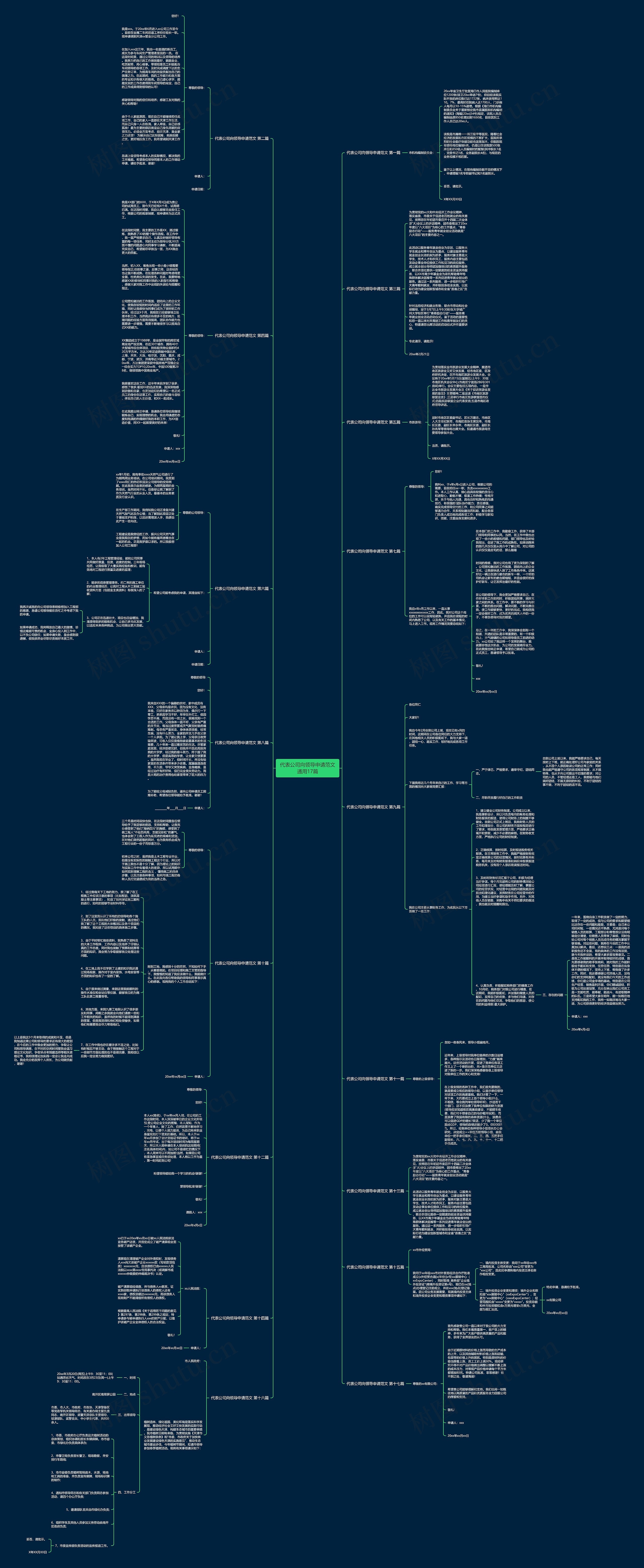 代表公司向领导申请范文通用17篇思维导图