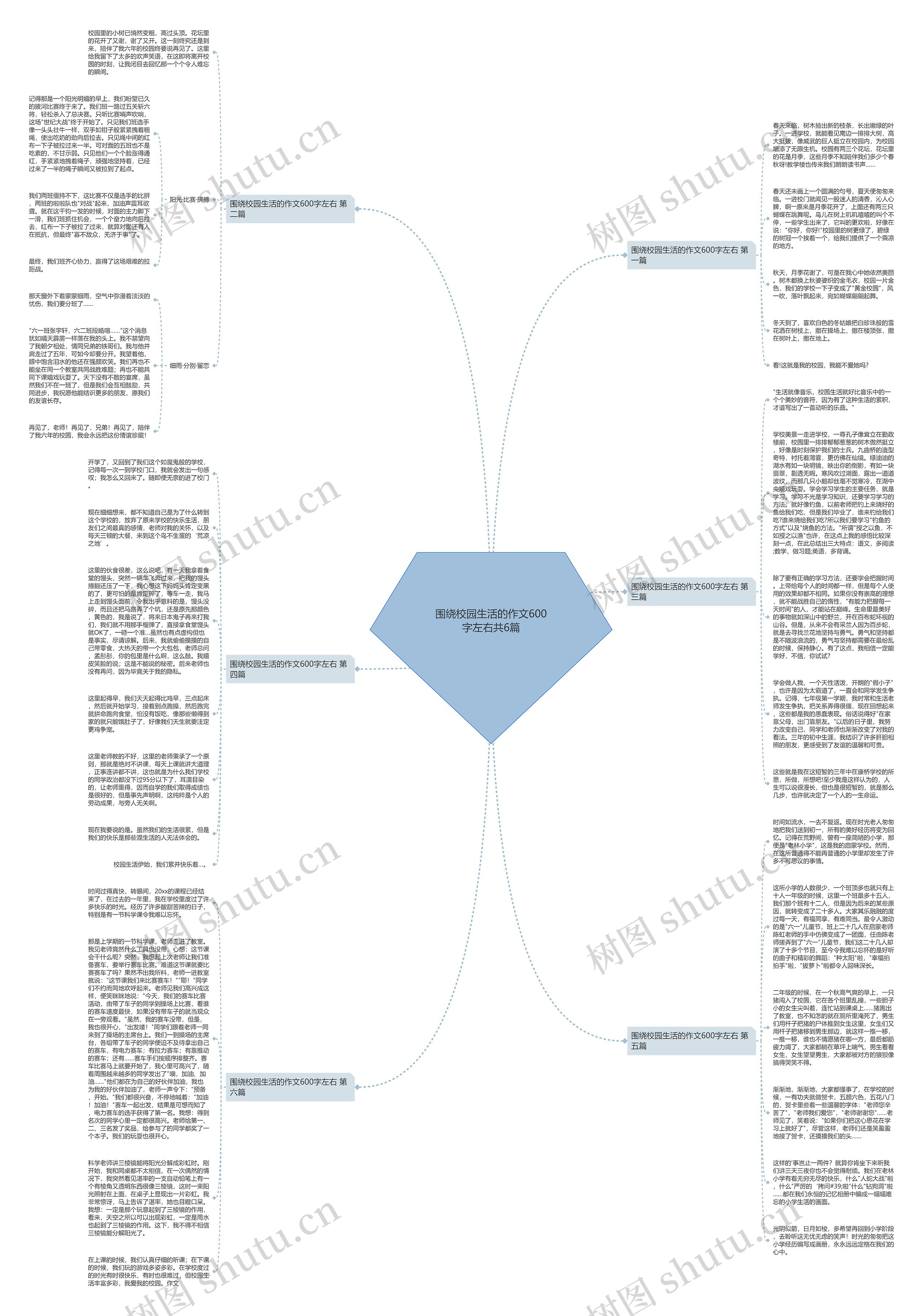 围绕校园生活的作文600字左右共6篇思维导图
