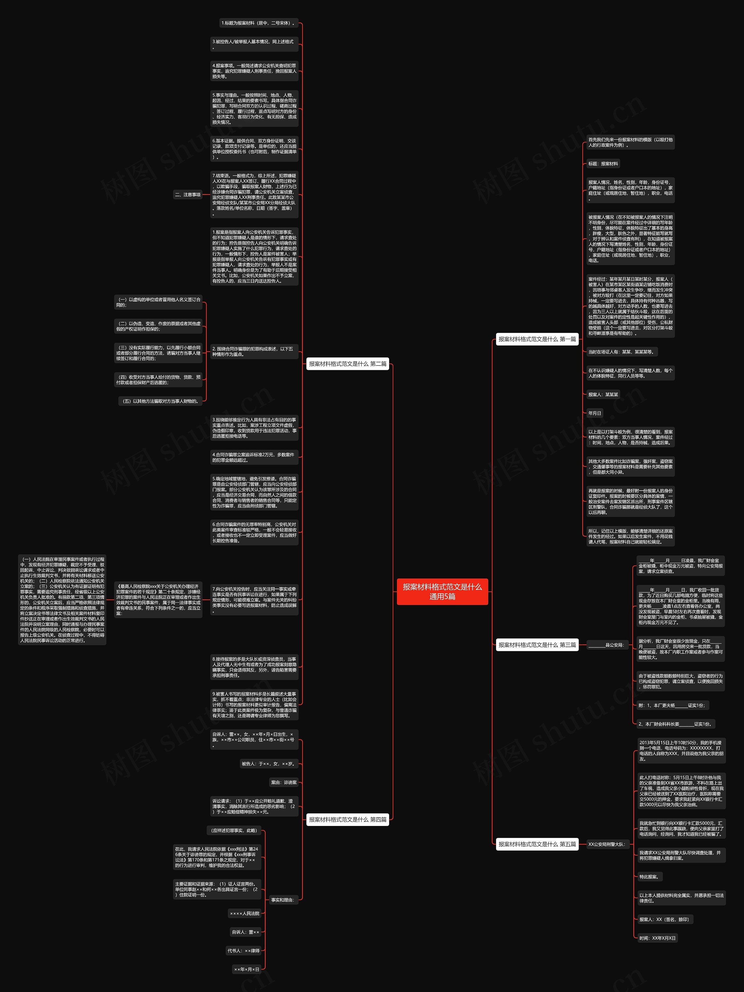 报案材料格式范文是什么通用5篇思维导图