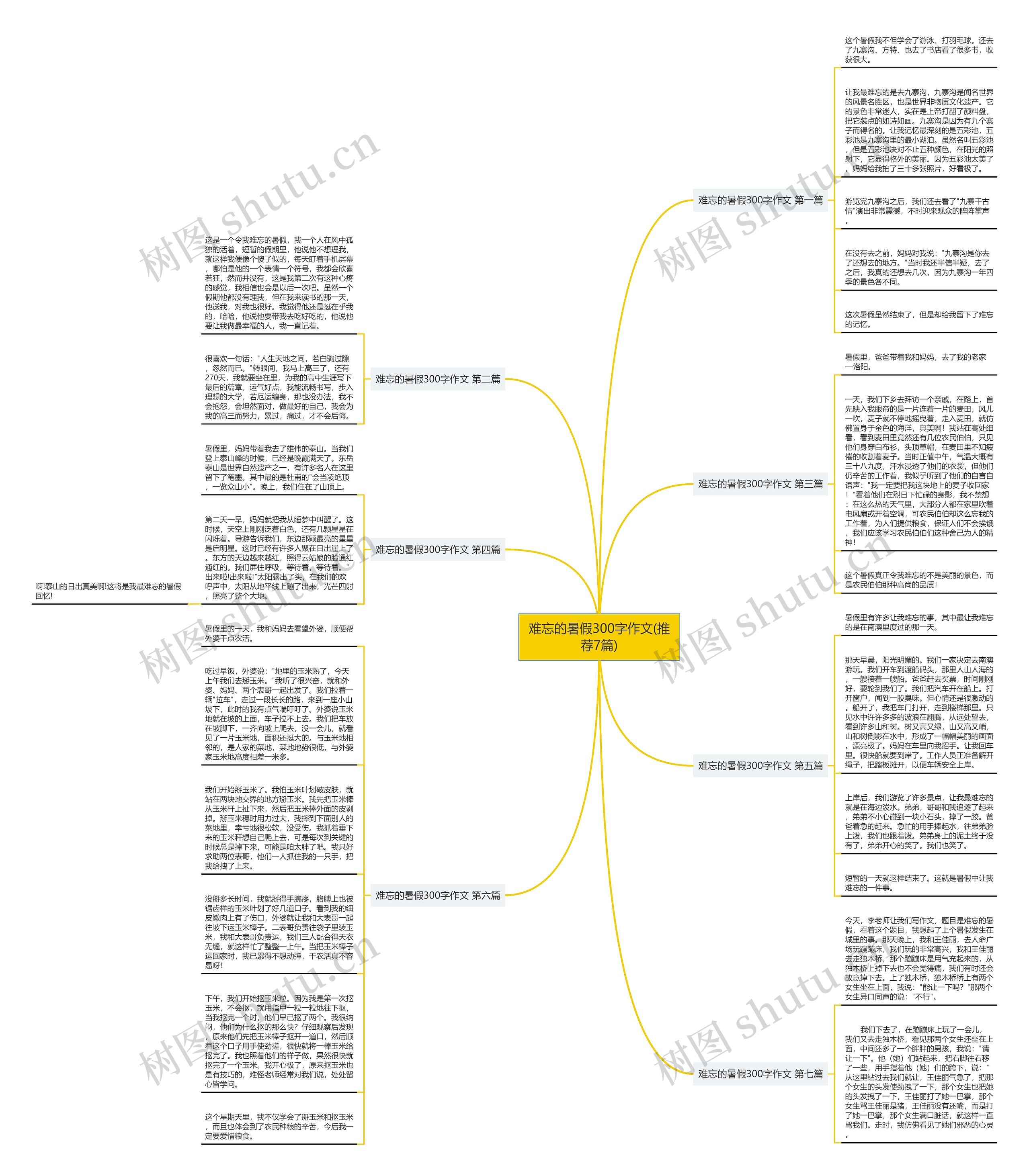 难忘的暑假300字作文(推荐7篇)思维导图