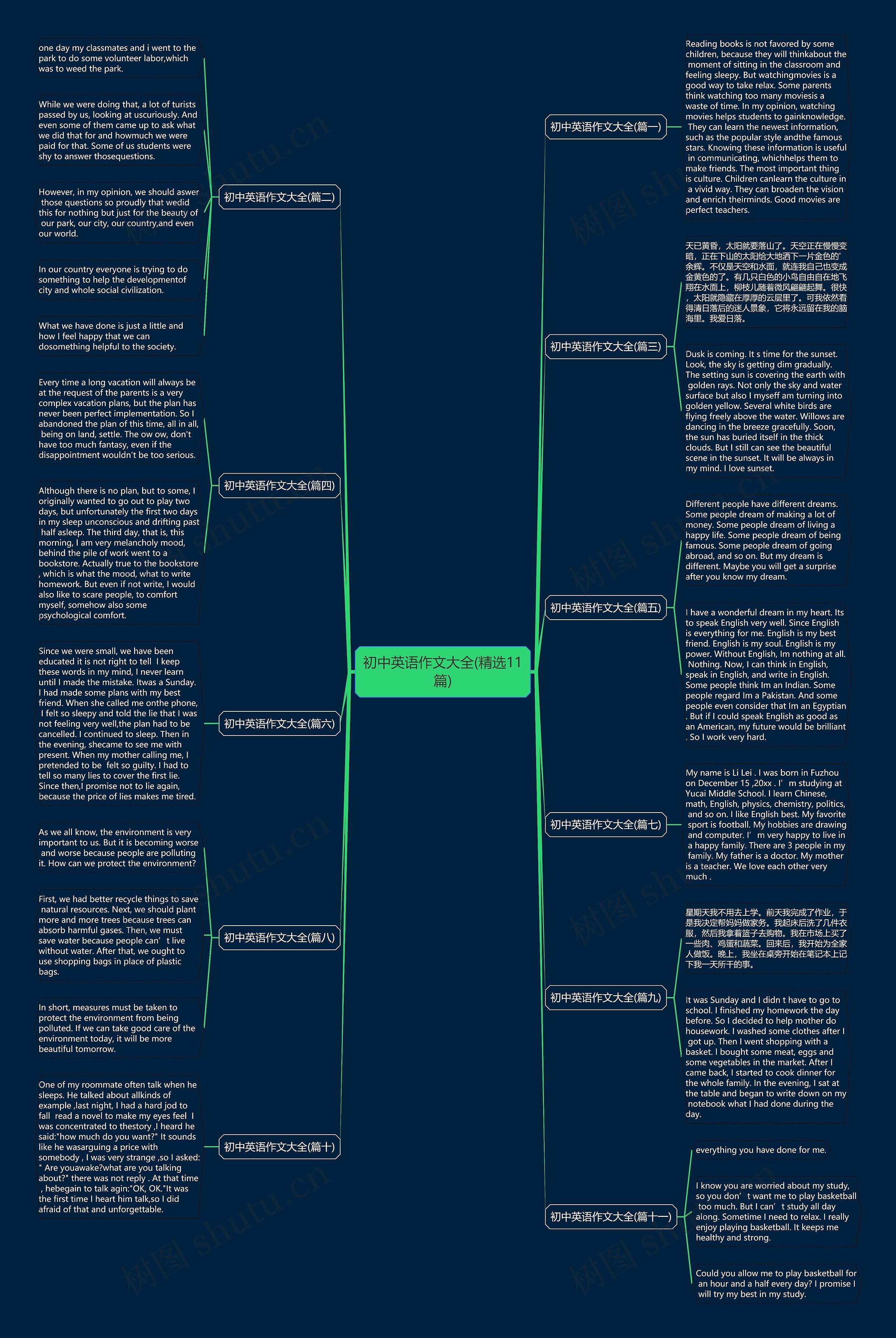 初中英语作文大全(精选11篇)思维导图