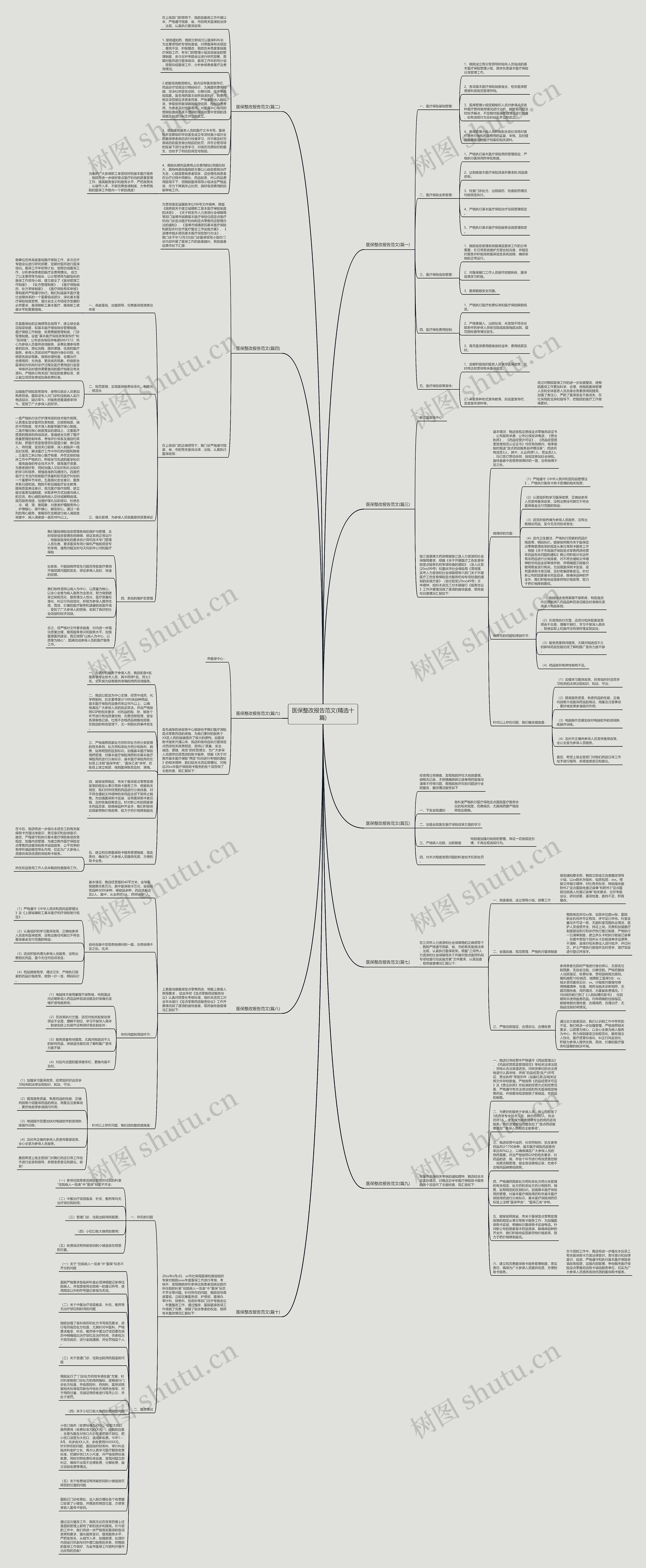 医保整改报告范文(精选十篇)思维导图