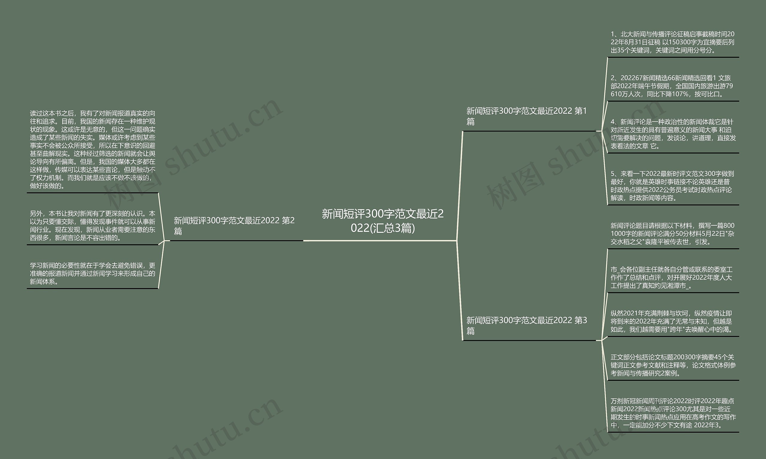 新闻短评300字范文最近2022(汇总3篇)思维导图