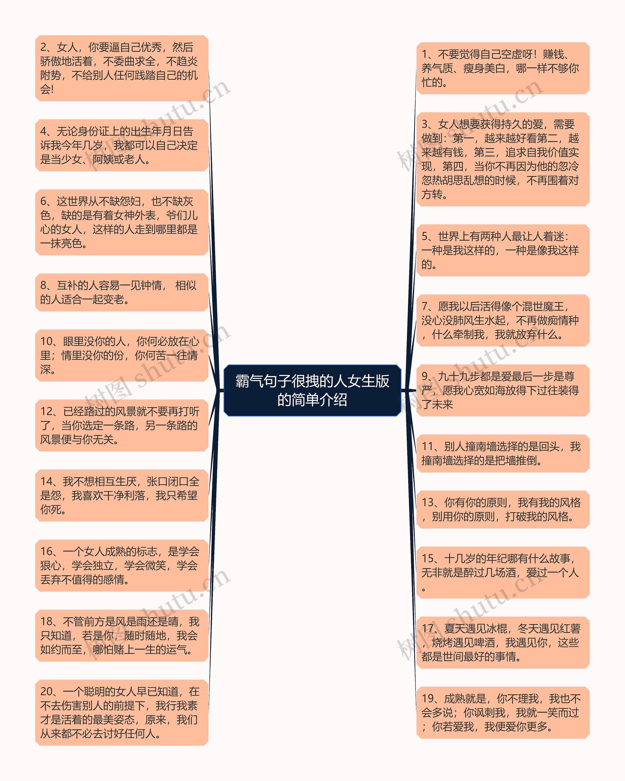 霸气句子很拽的人女生版的简单介绍思维导图