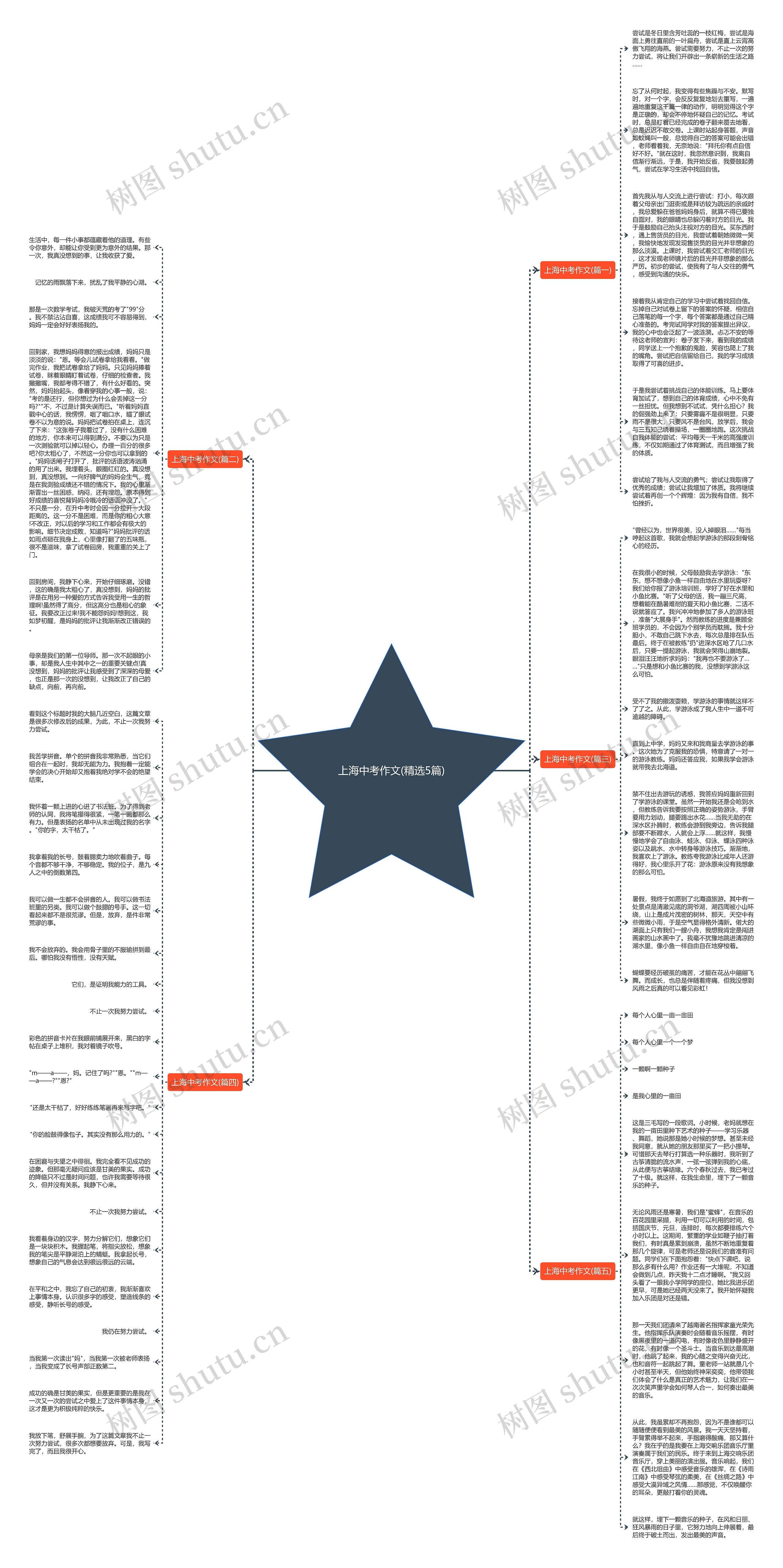 上海中考作文(精选5篇)思维导图高清图 上海中考作文(精选5篇)思维导图