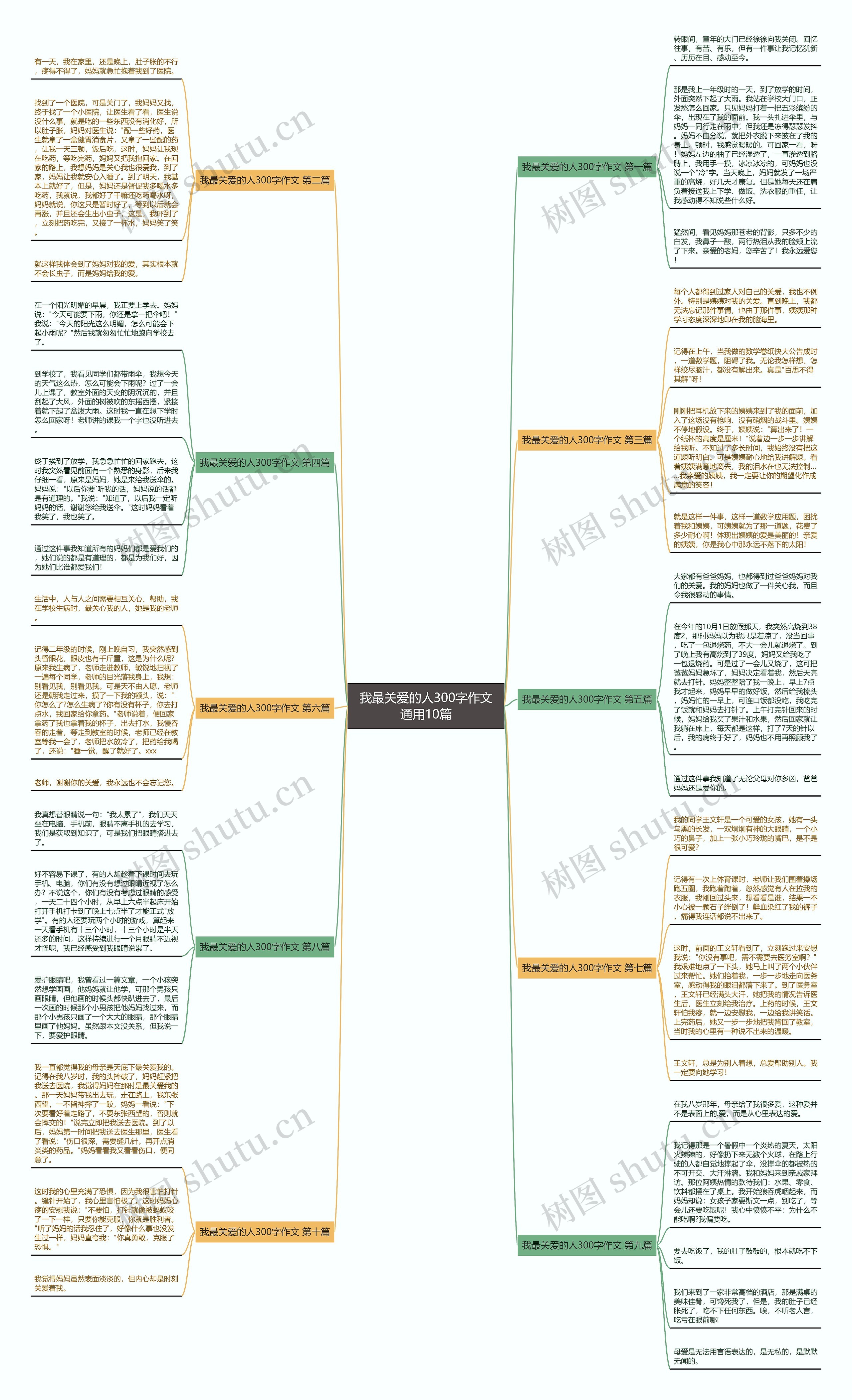 我最关爱的人300字作文通用10篇思维导图