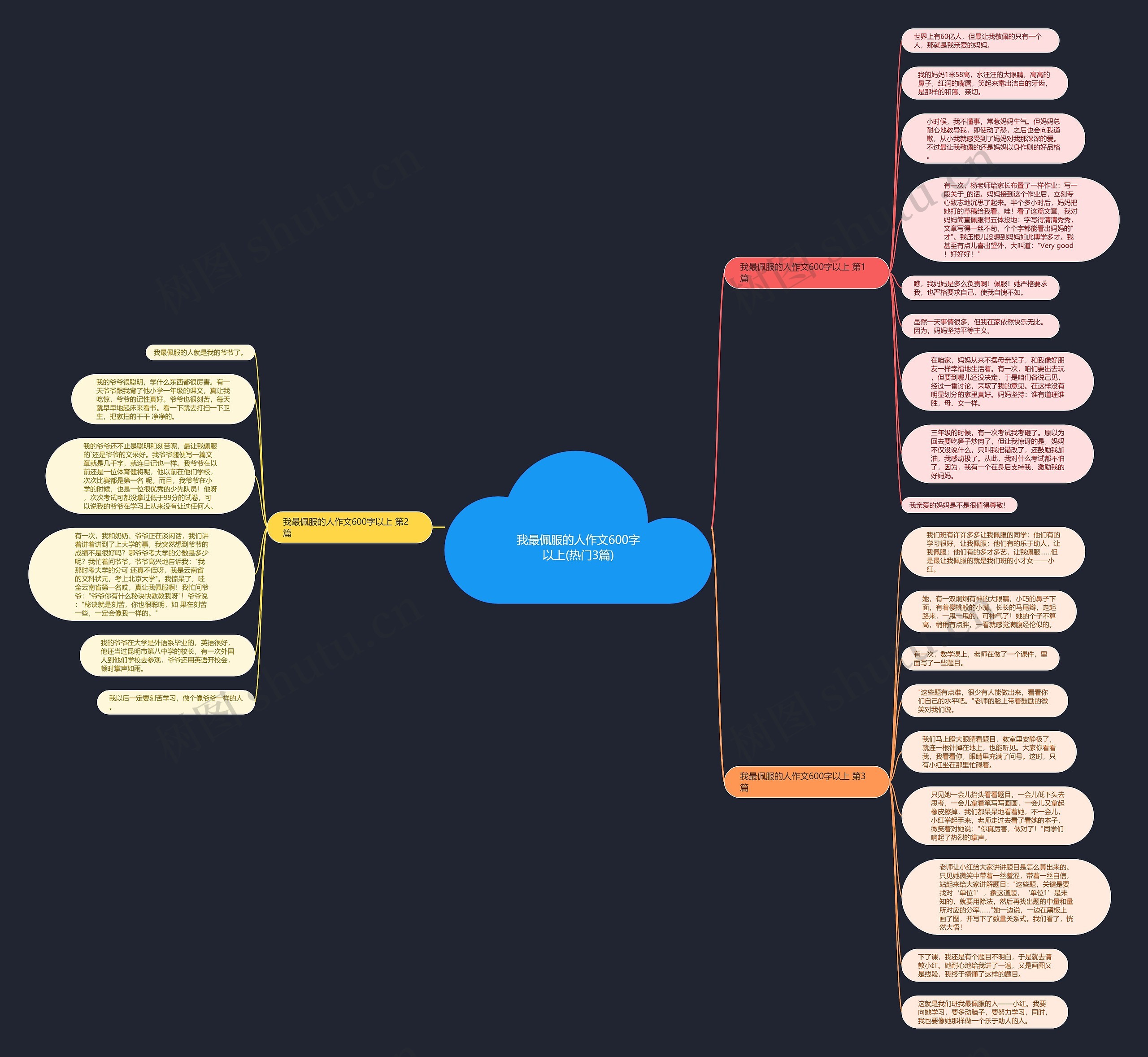 我最佩服的人作文600字以上(热门3篇)思维导图