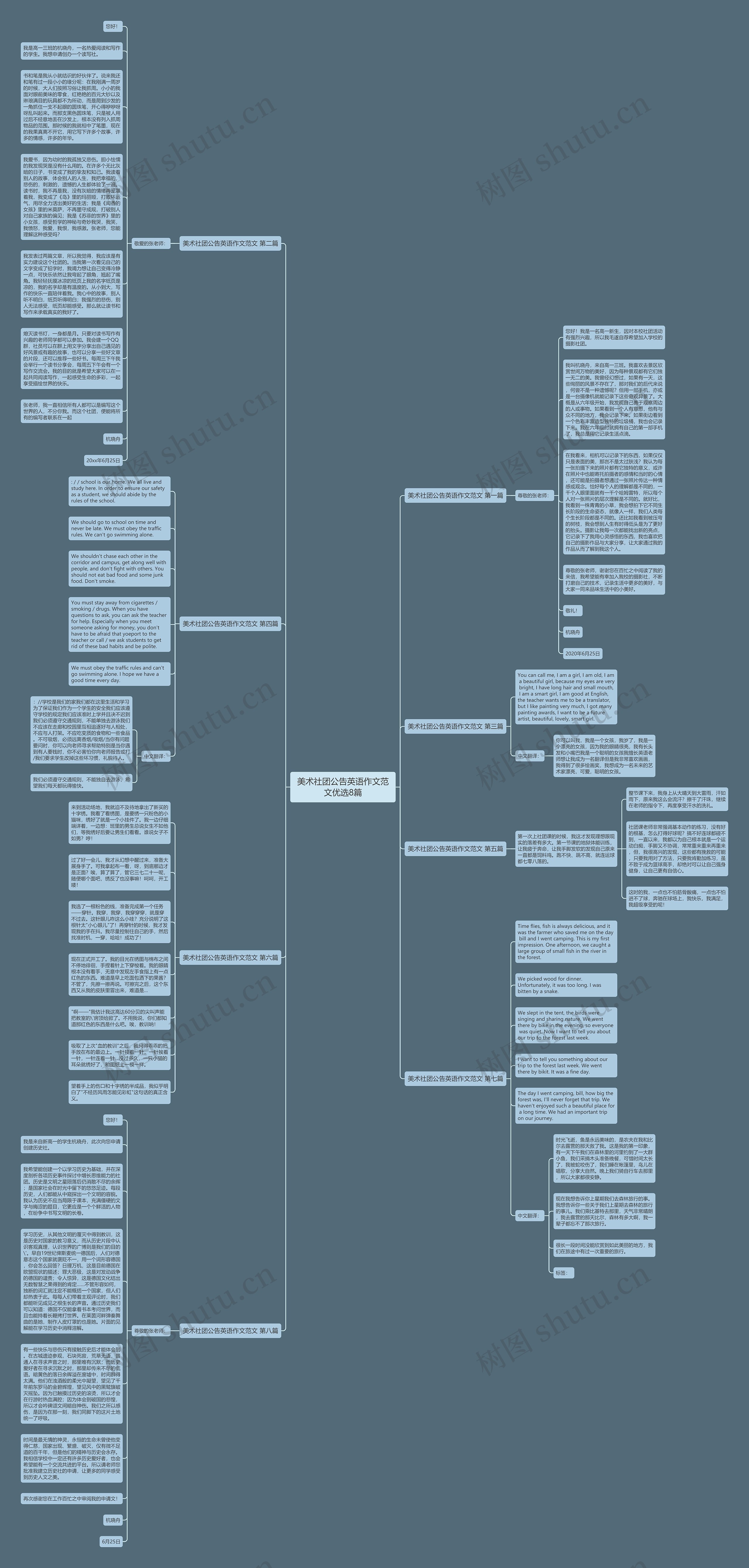 美术社团公告英语作文范文优选8篇思维导图