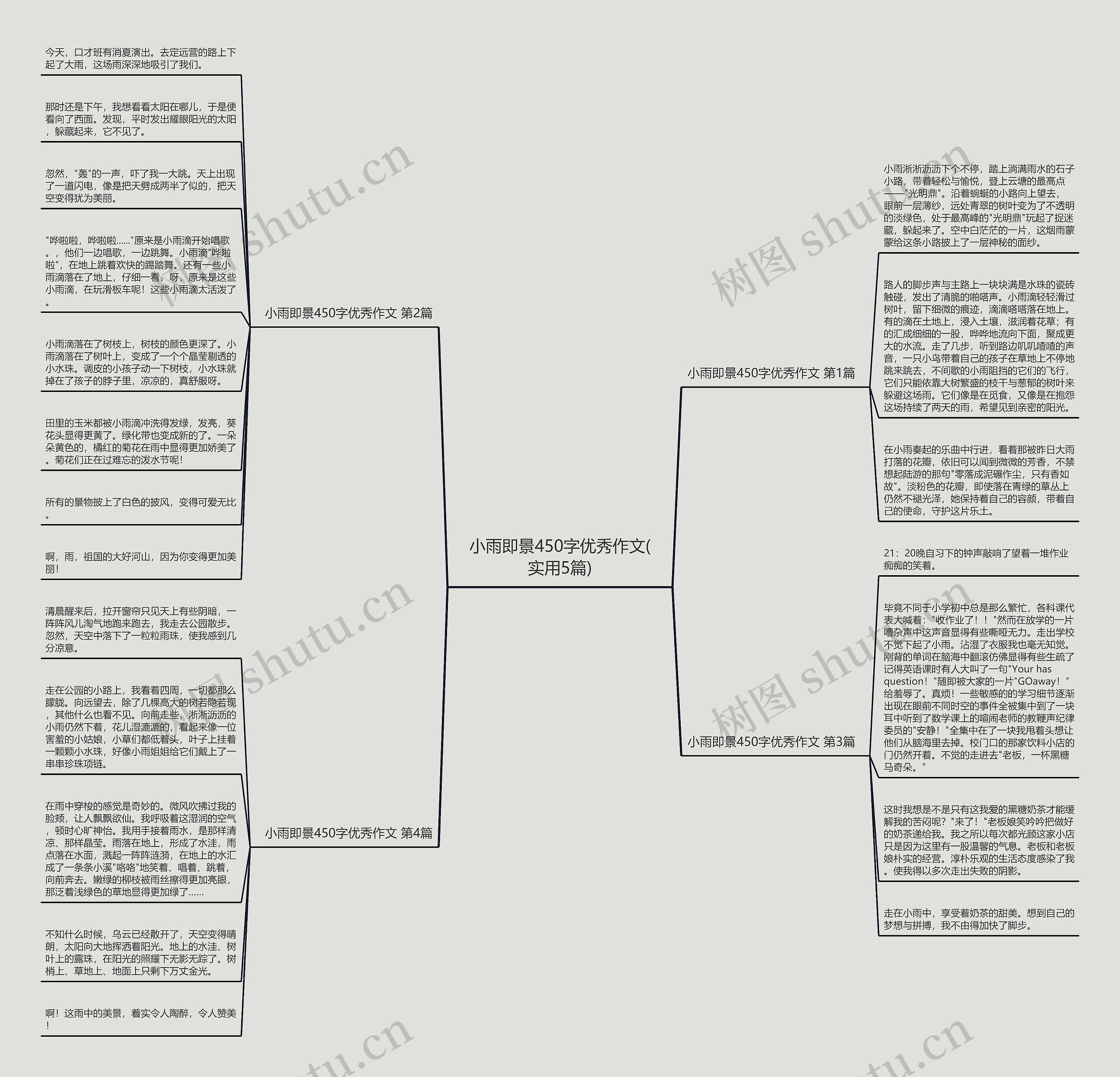 小雨即景450字优秀作文(实用5篇)思维导图