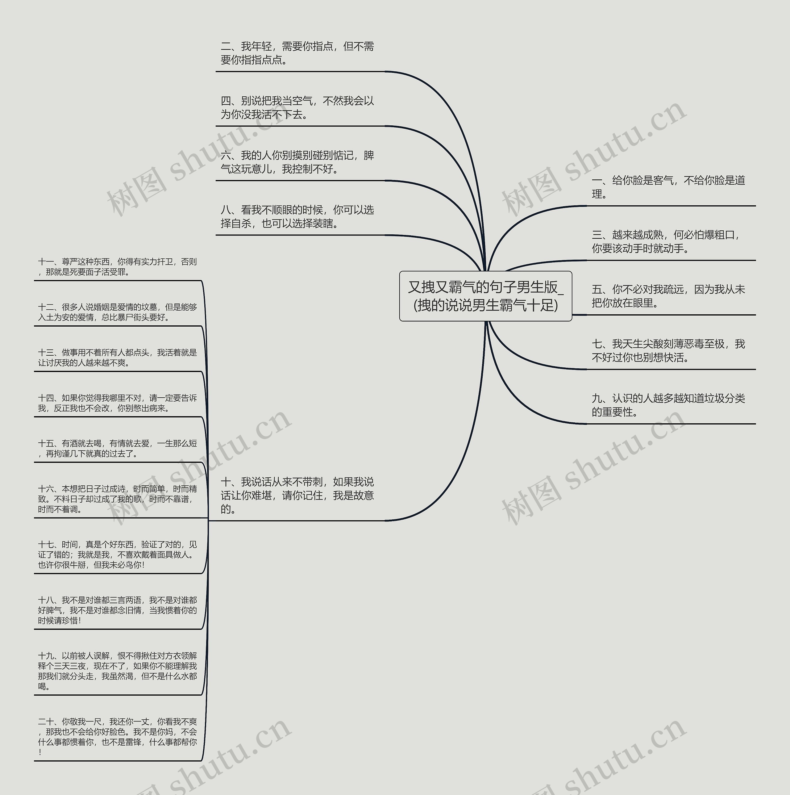 又拽又霸气的句子男生版_(拽的说说男生霸气十足)思维导图