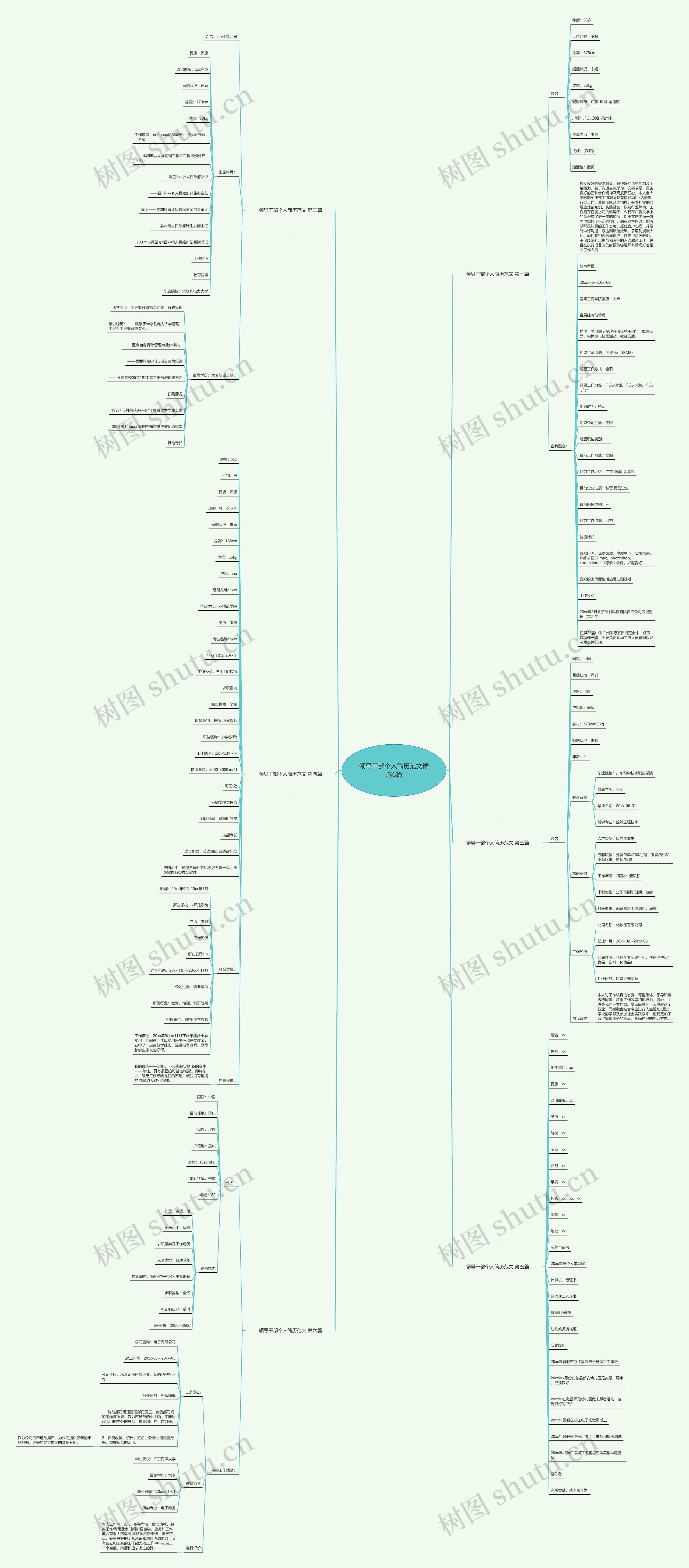 领导干部个人简历范文精选6篇思维导图