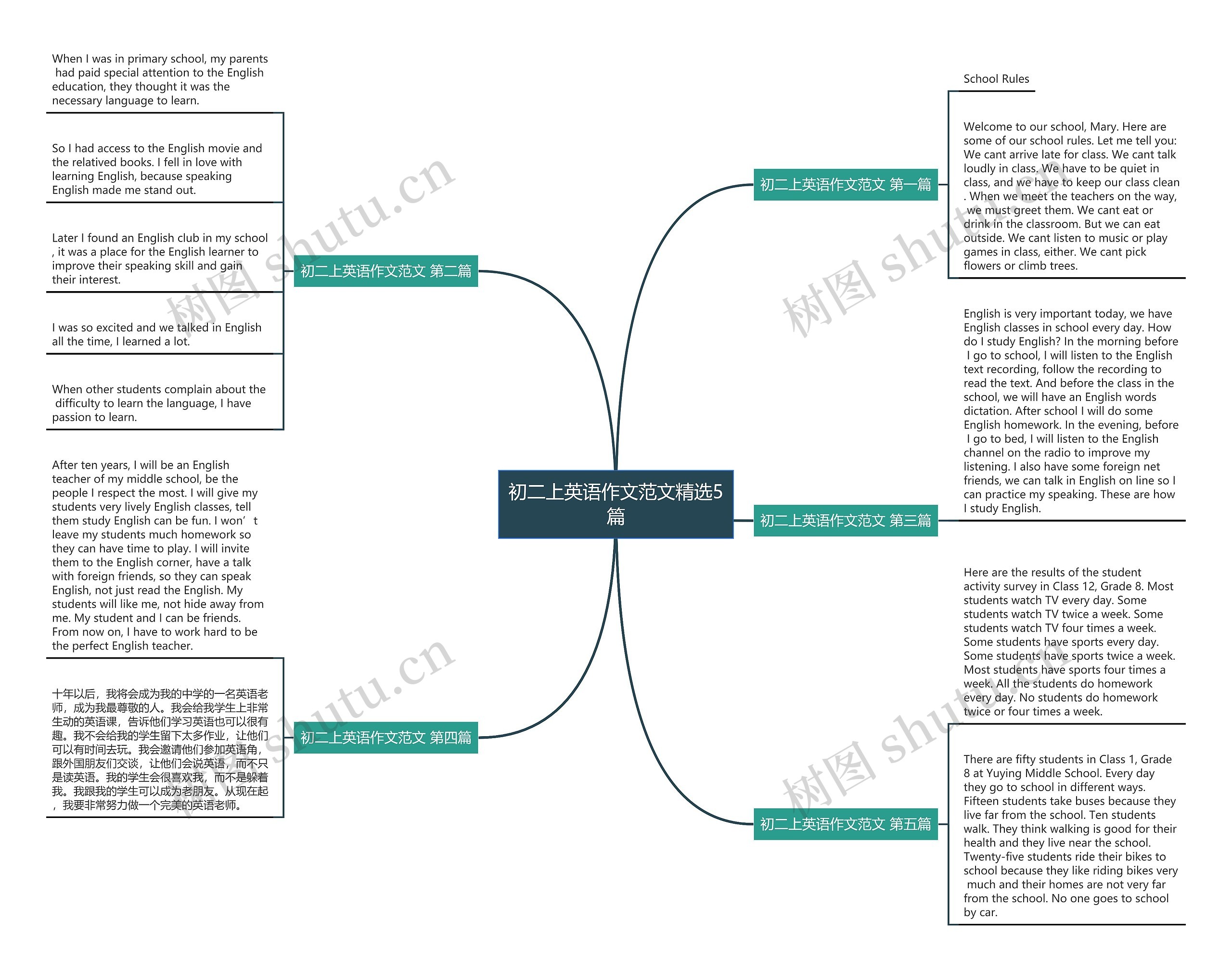 初二上英语作文范文精选5篇思维导图