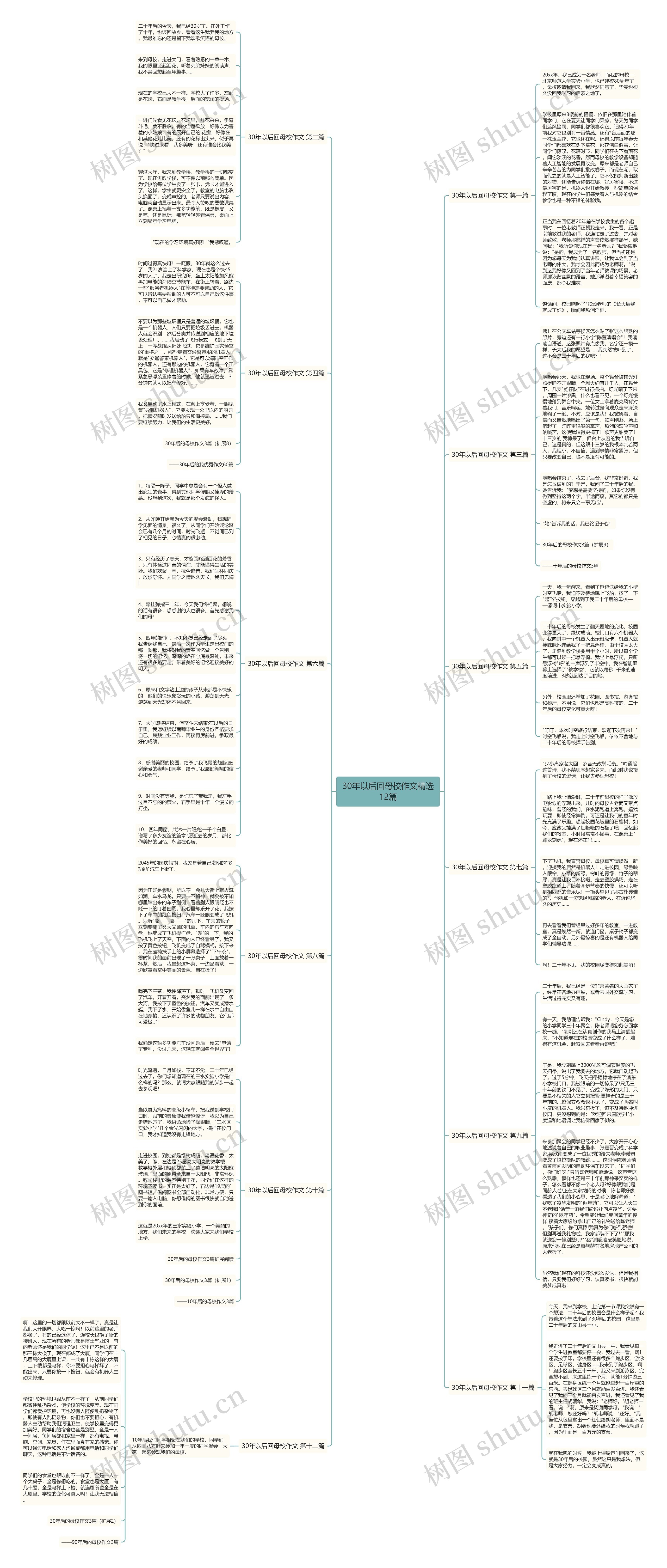 30年以后回母校作文精选12篇思维导图