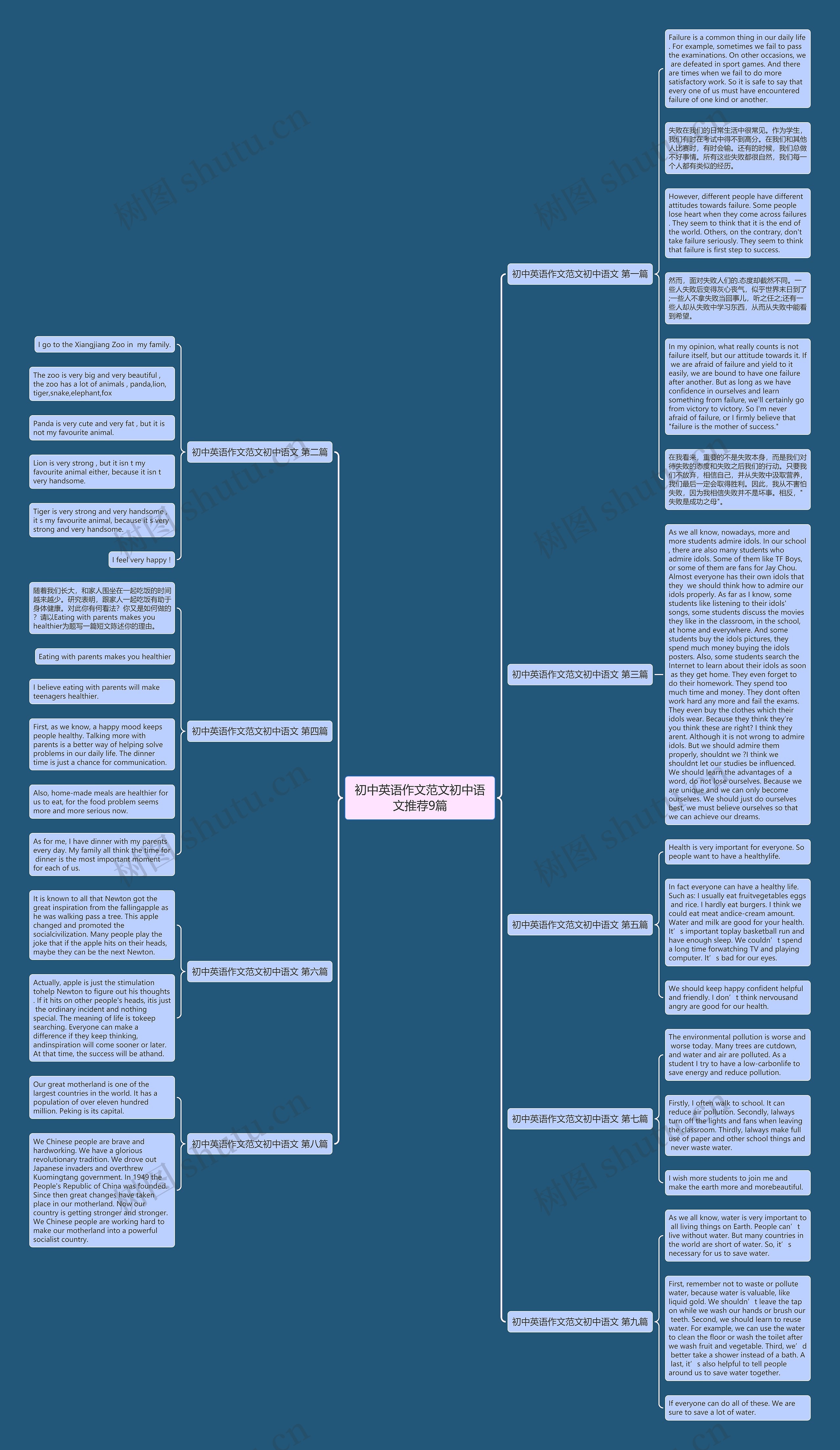 初中英语作文范文初中语文推荐9篇思维导图