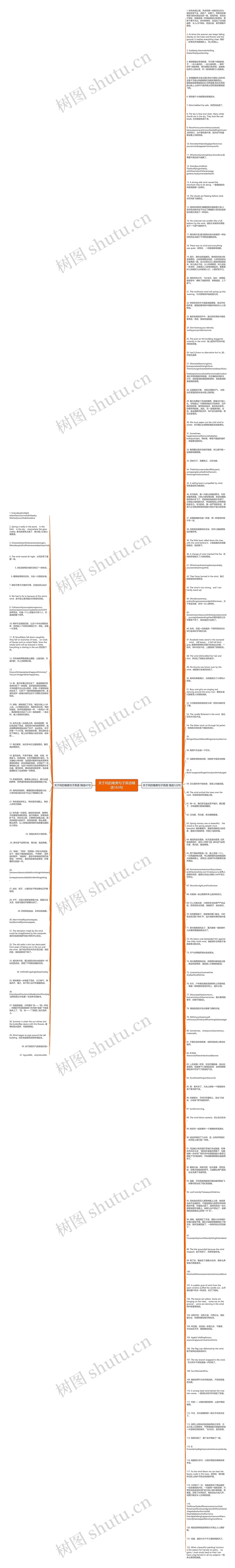 关于风的唯美句子英语精选163句思维导图