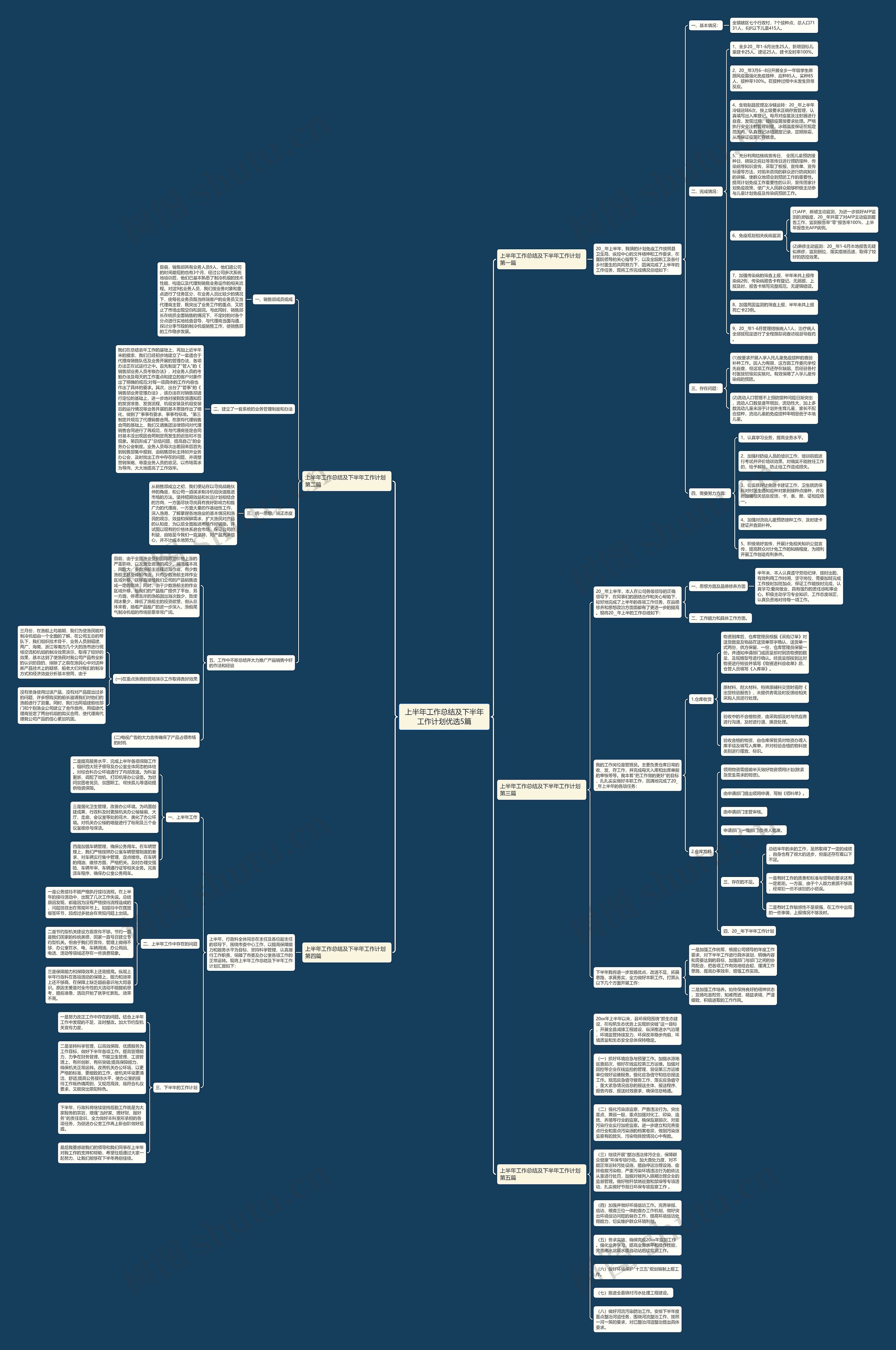 上半年工作总结及下半年工作计划优选5篇思维导图
