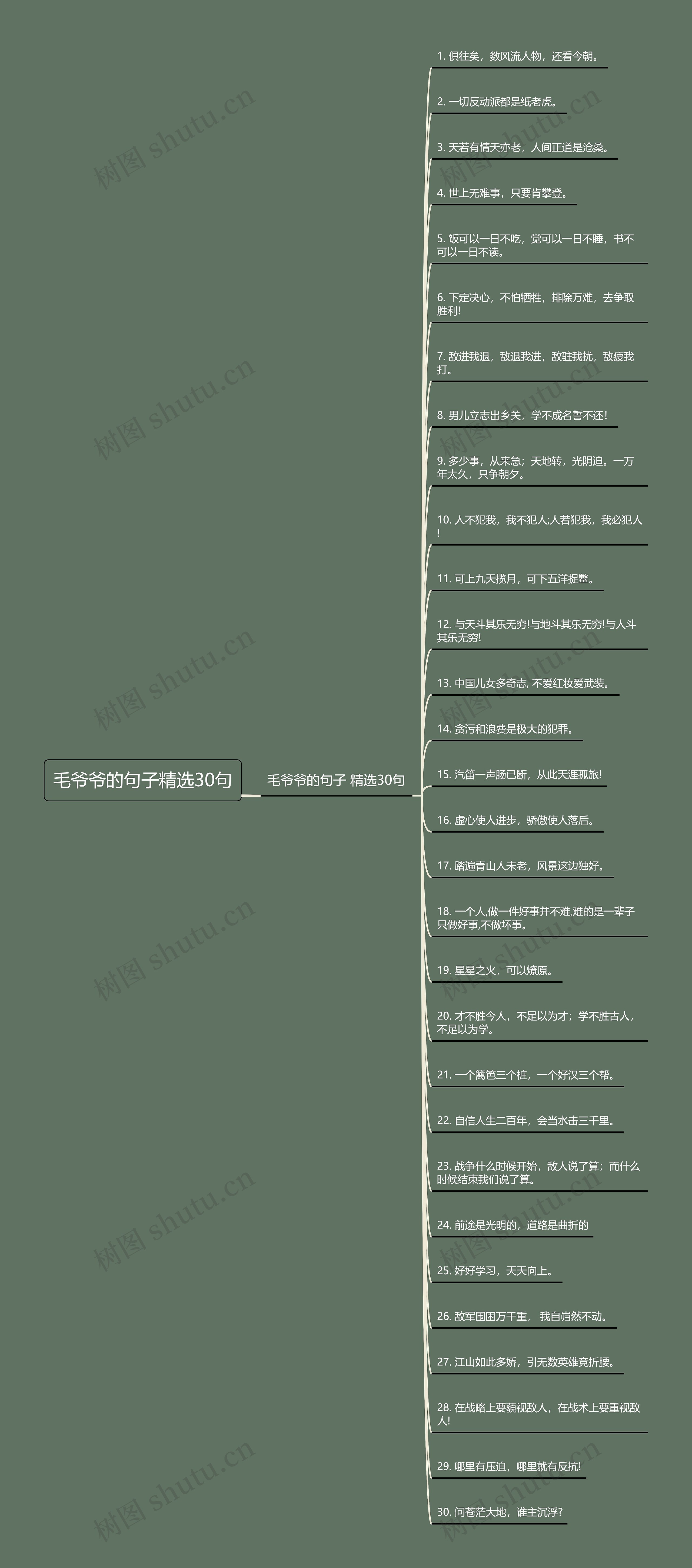 毛爷爷的句子精选30句思维导图