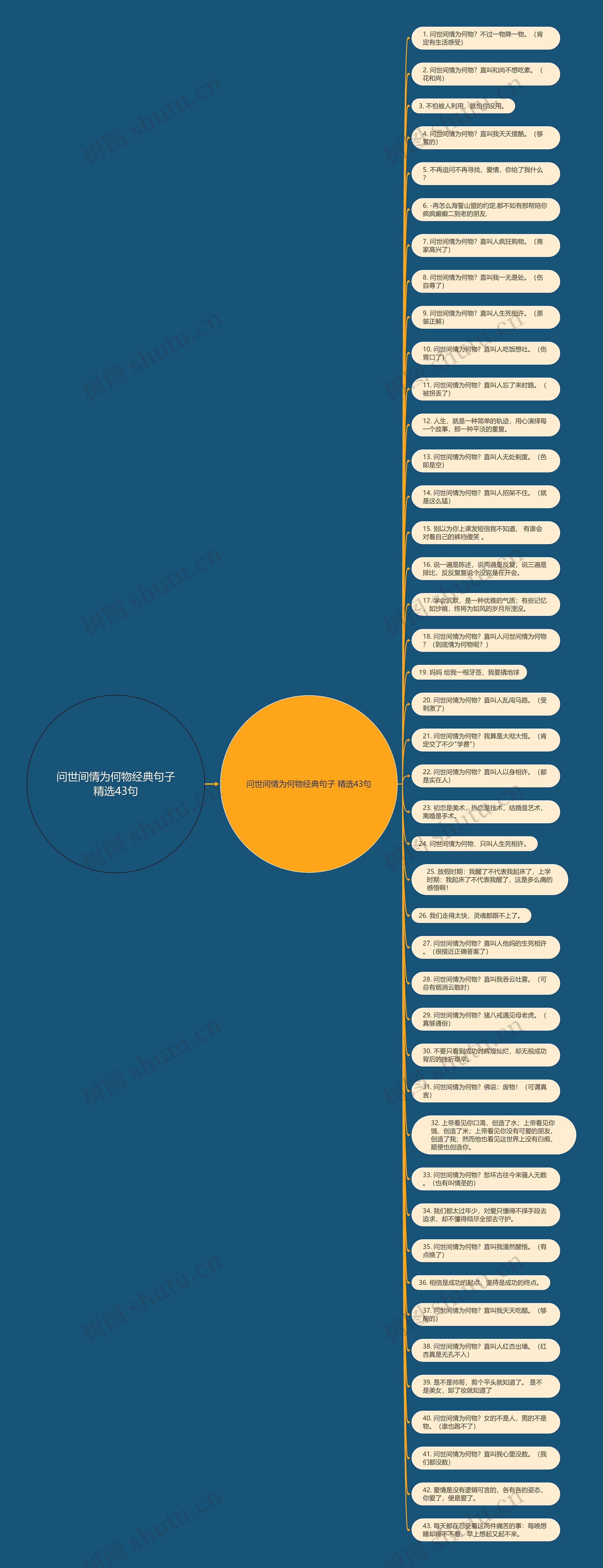问世间情为何物经典句子精选43句思维导图高清图 问世间情为何物经典句子精选43句思维导图