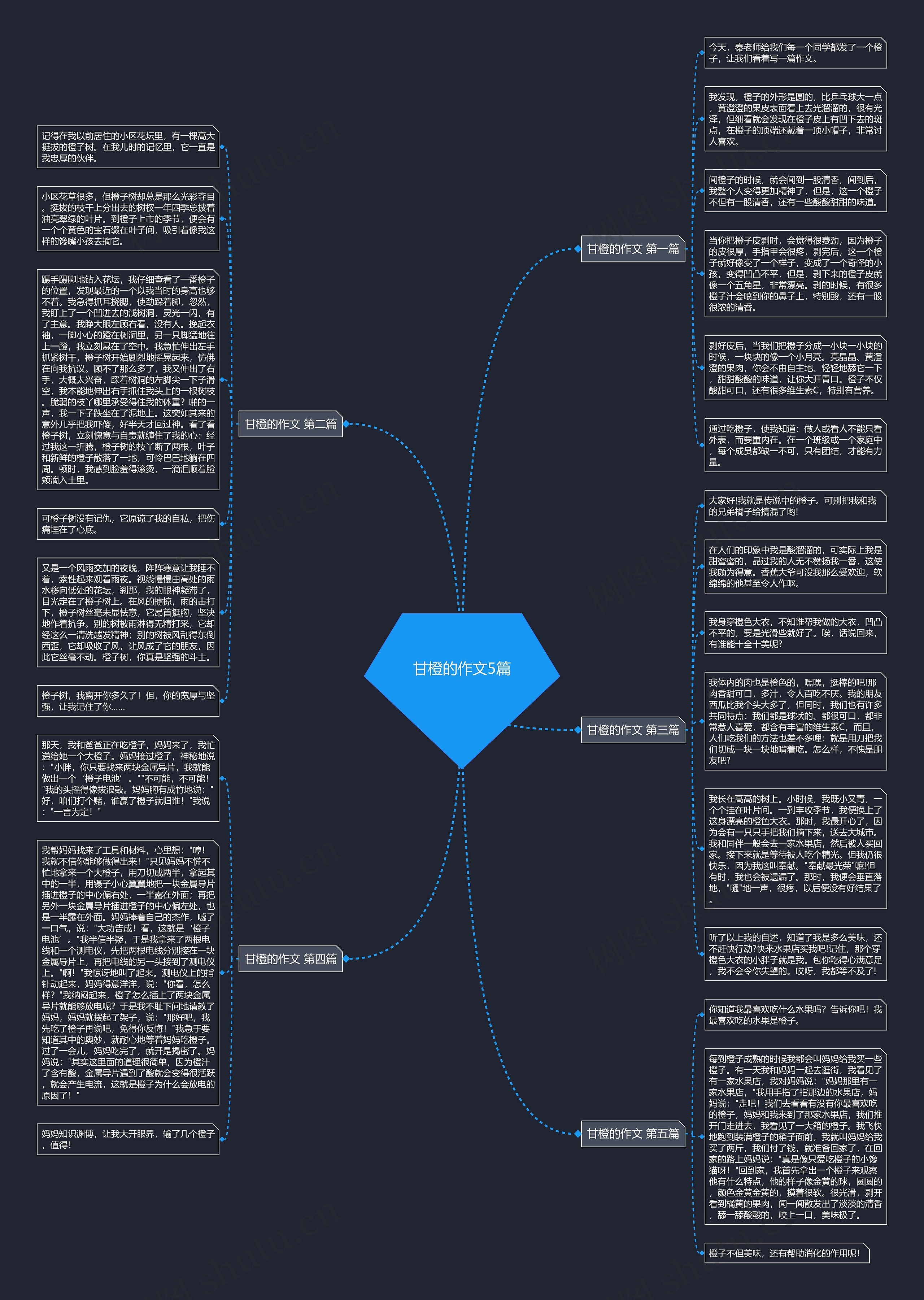 甘橙的作文5篇思维导图高清图 甘橙的作文5篇思维导图