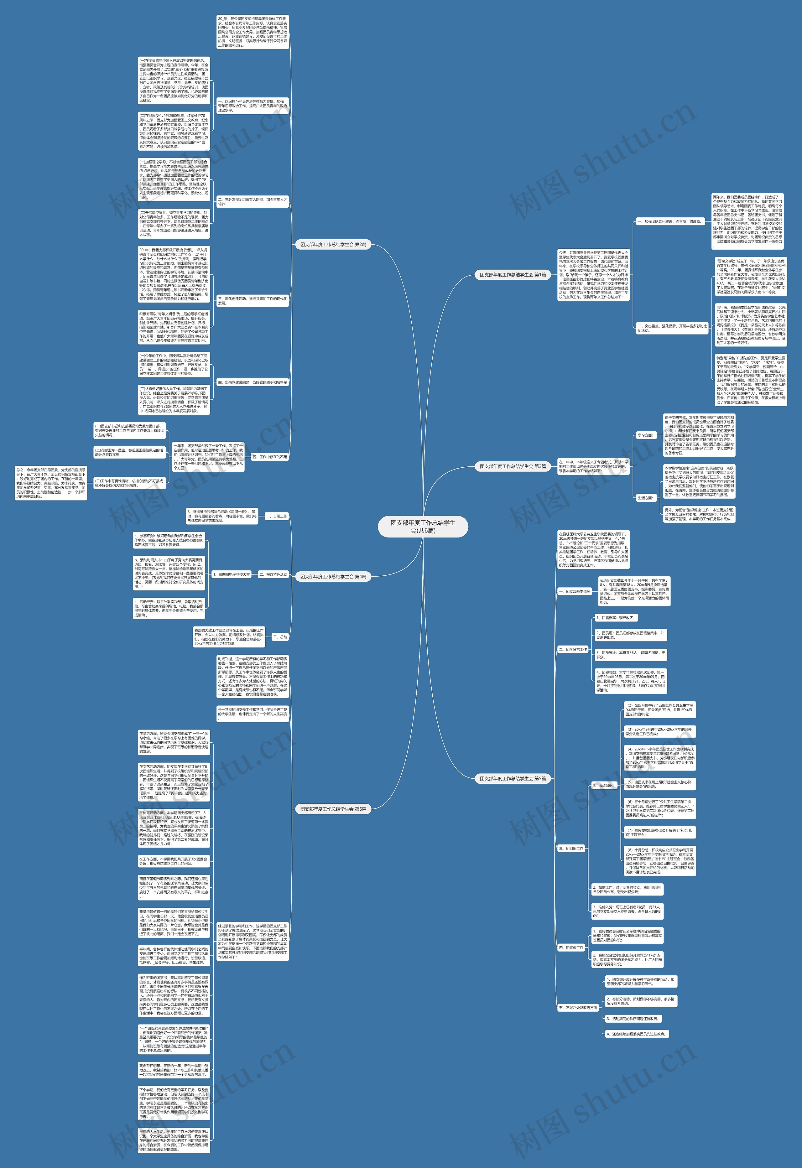 团支部年度工作总结学生会(共6篇)思维导图
