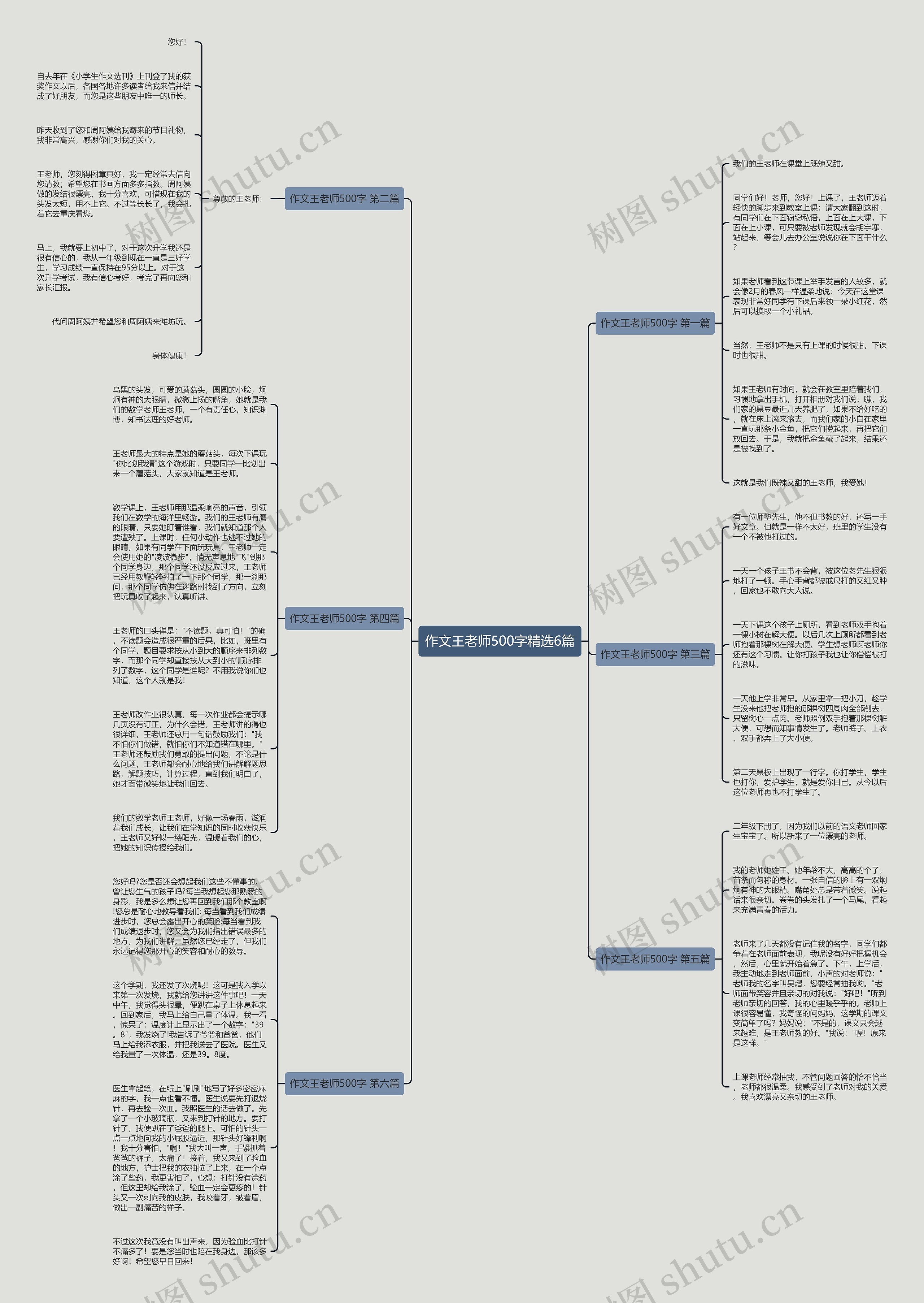 作文王老师500字精选6篇思维导图