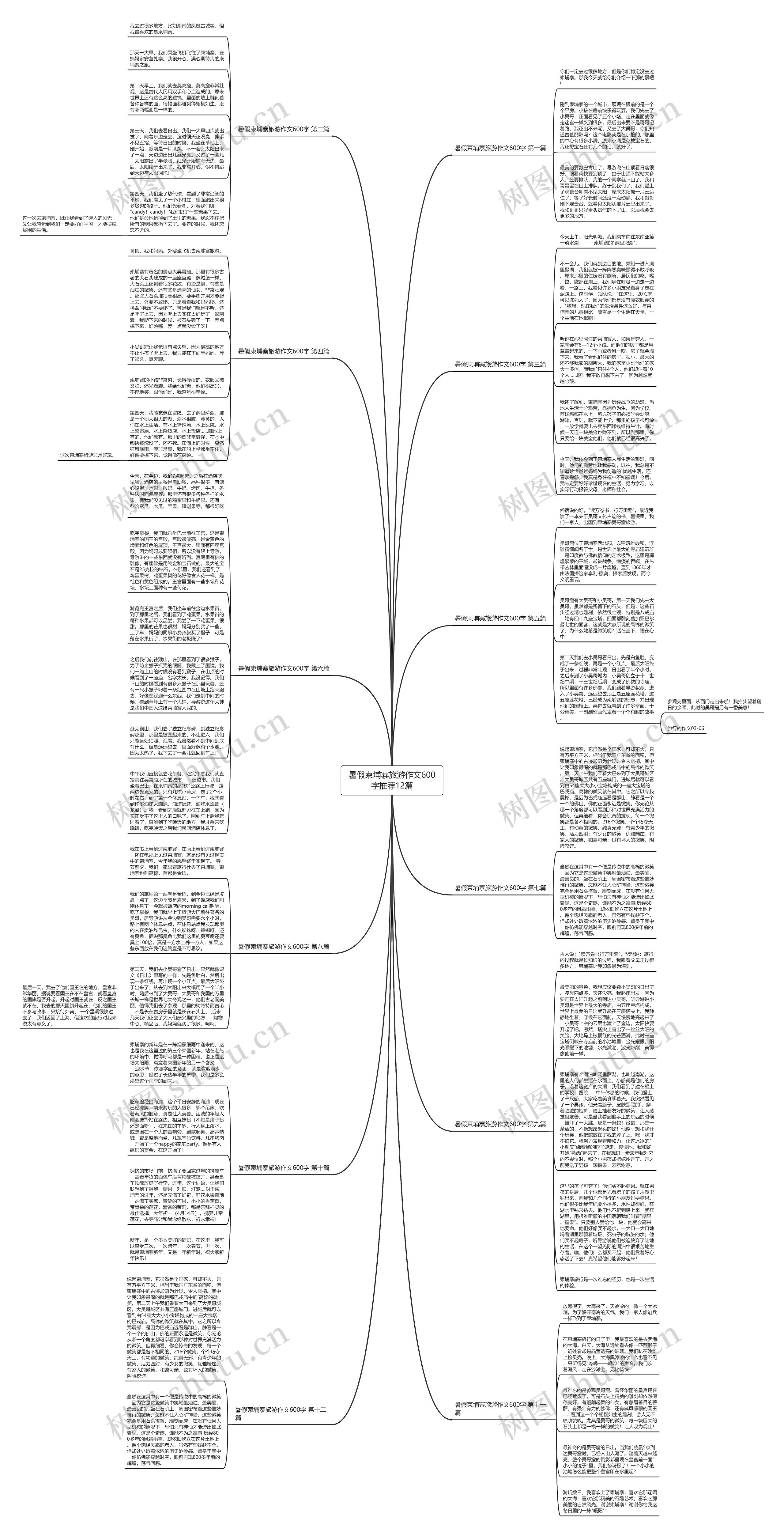 暑假柬埔寨旅游作文600字推荐12篇思维导图