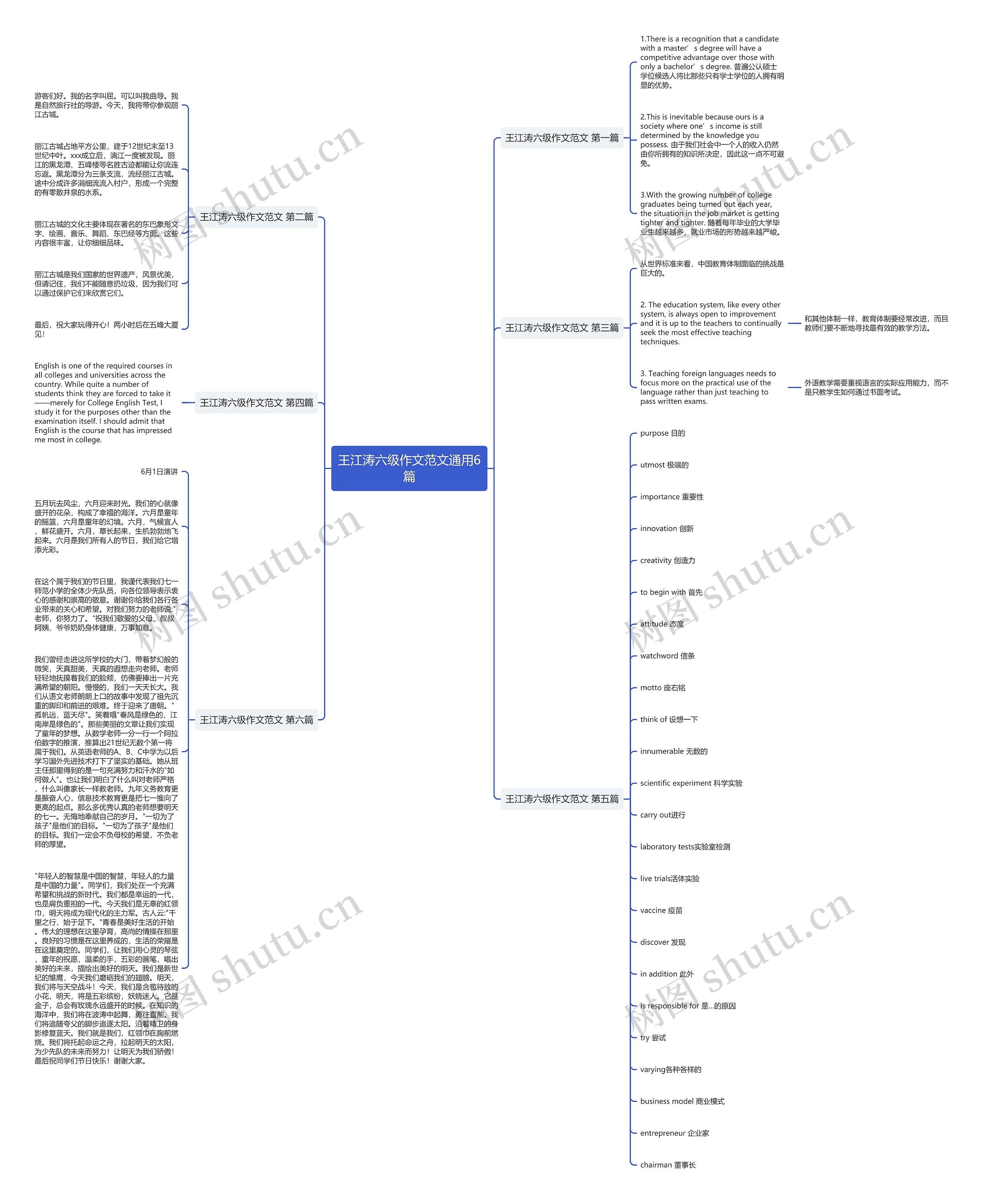 王江涛六级作文范文通用6篇思维导图