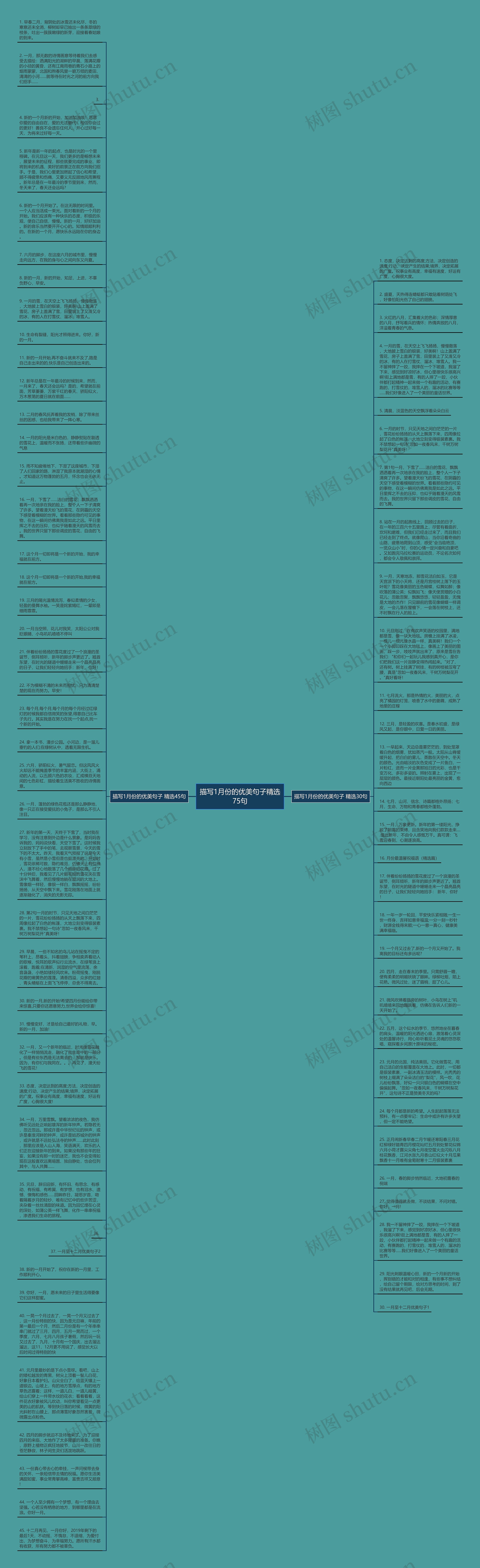 描写1月份的优美句子精选75句思维导图高清图 描写1月份的优美句子精选75句思维导图