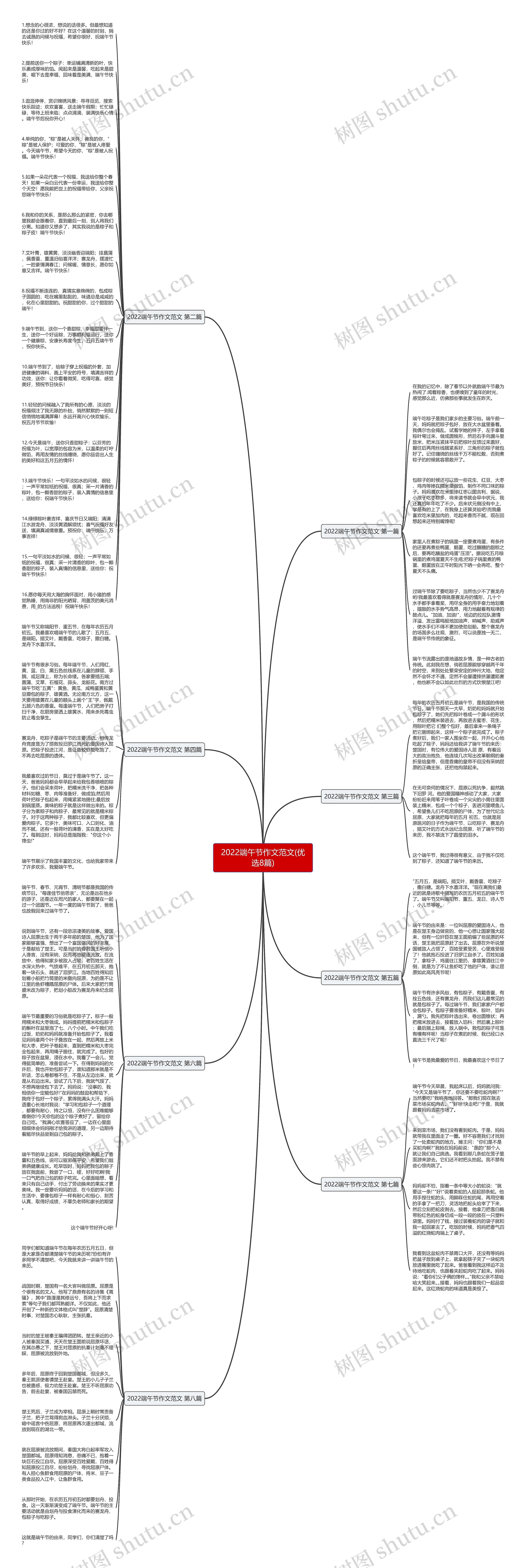 2022端午节作文范文(优选8篇)思维导图