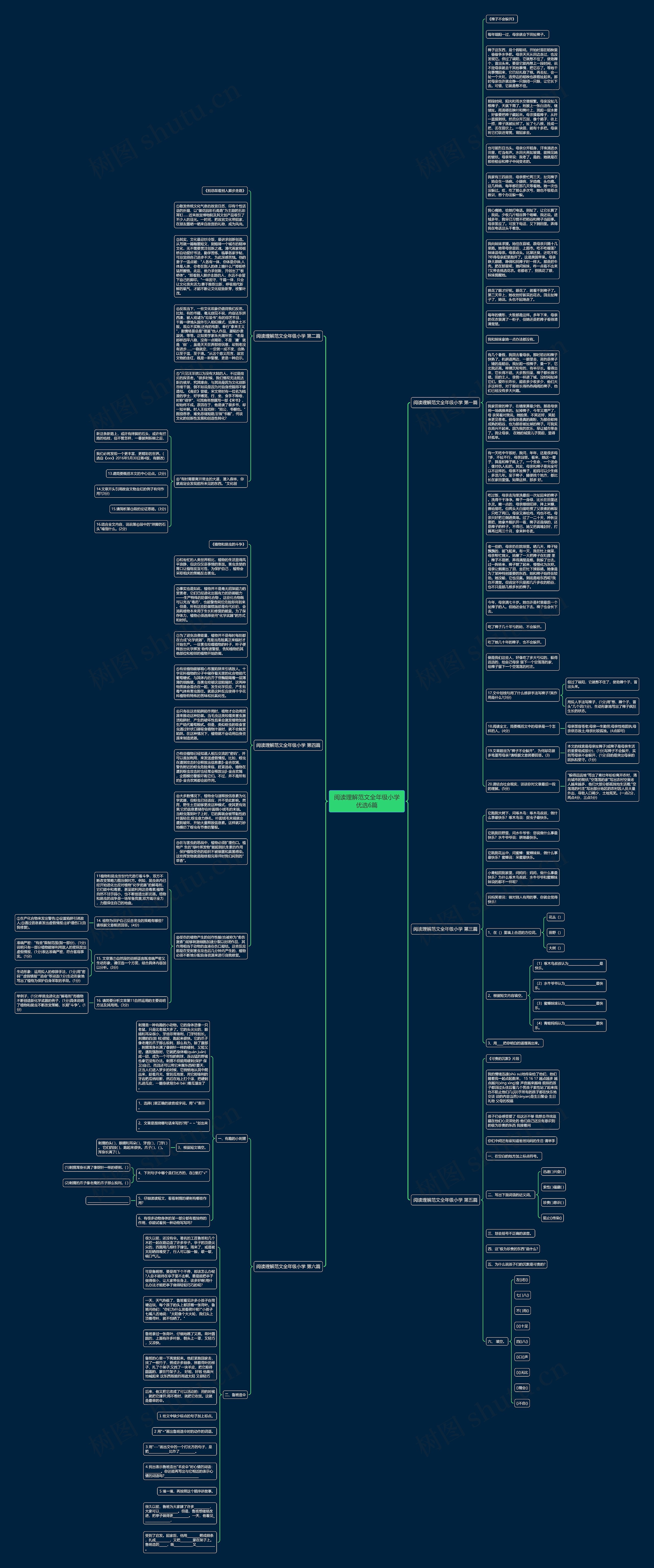 阅读理解范文全年级小学优选6篇思维导图