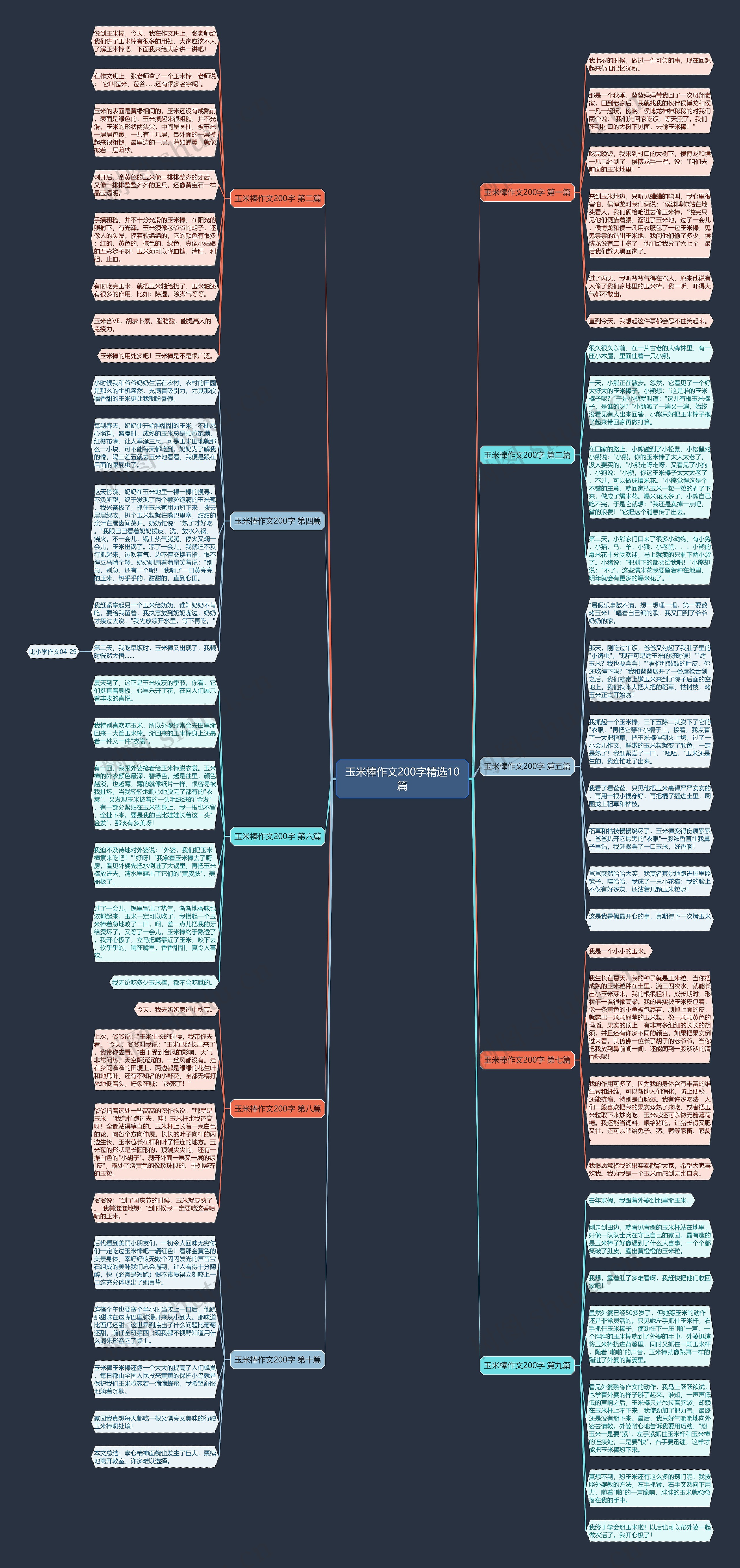 玉米棒作文200字精选10篇思维导图