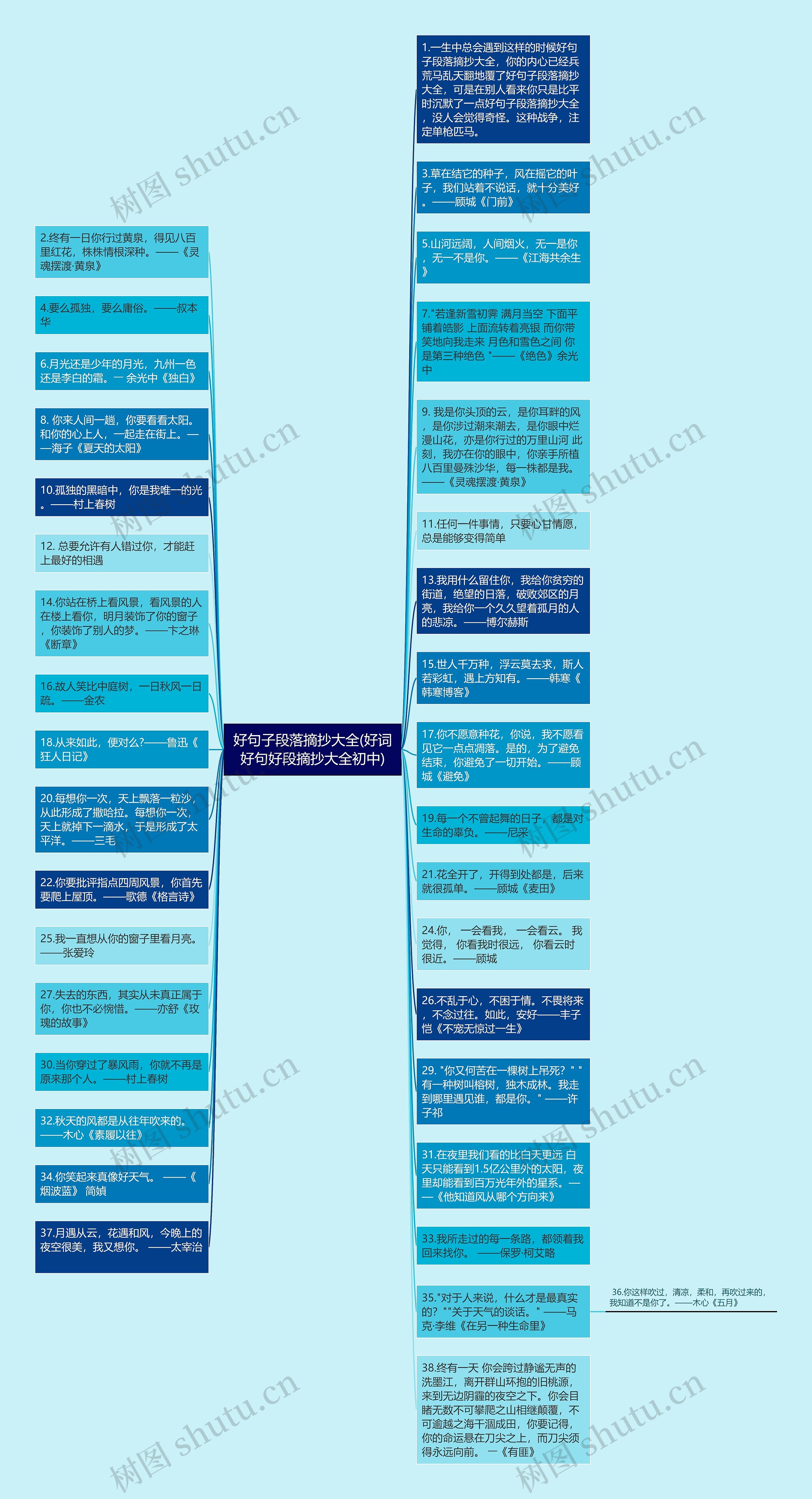 好句子段落摘抄大全(好词好句好段摘抄大全初中)思维导图