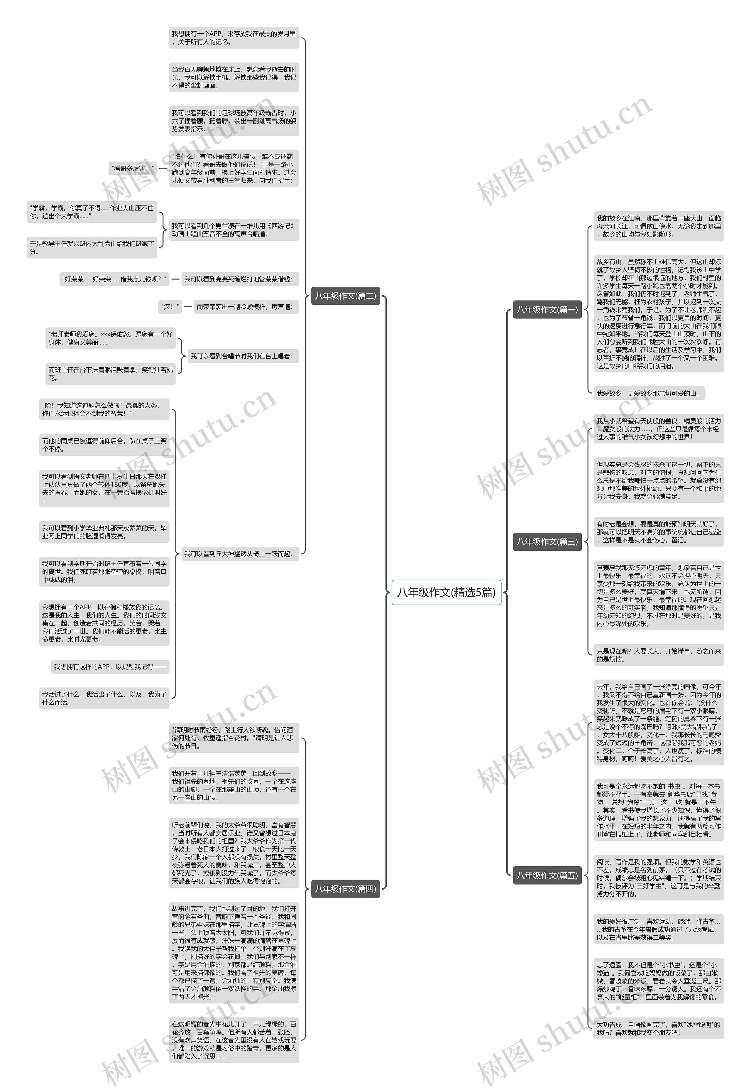 八年级作文(精选5篇)思维导图