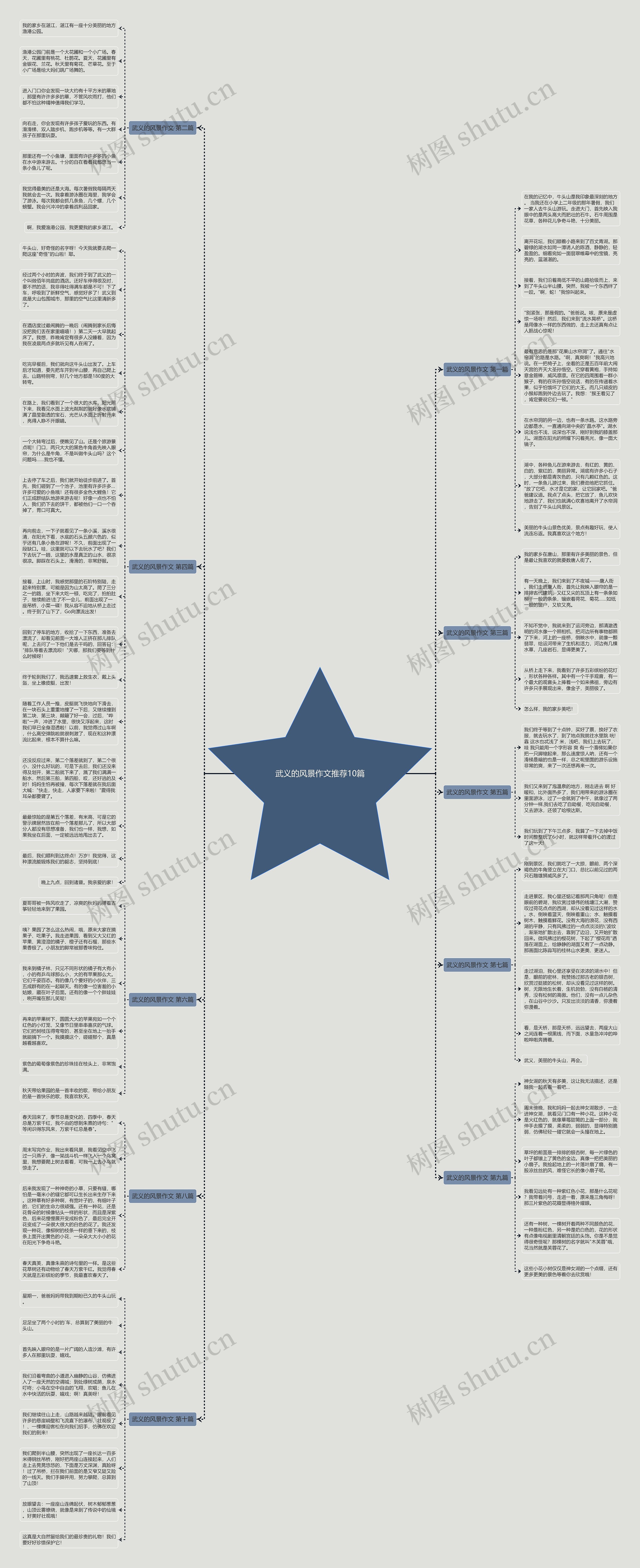 武义的风景作文推荐10篇思维导图
