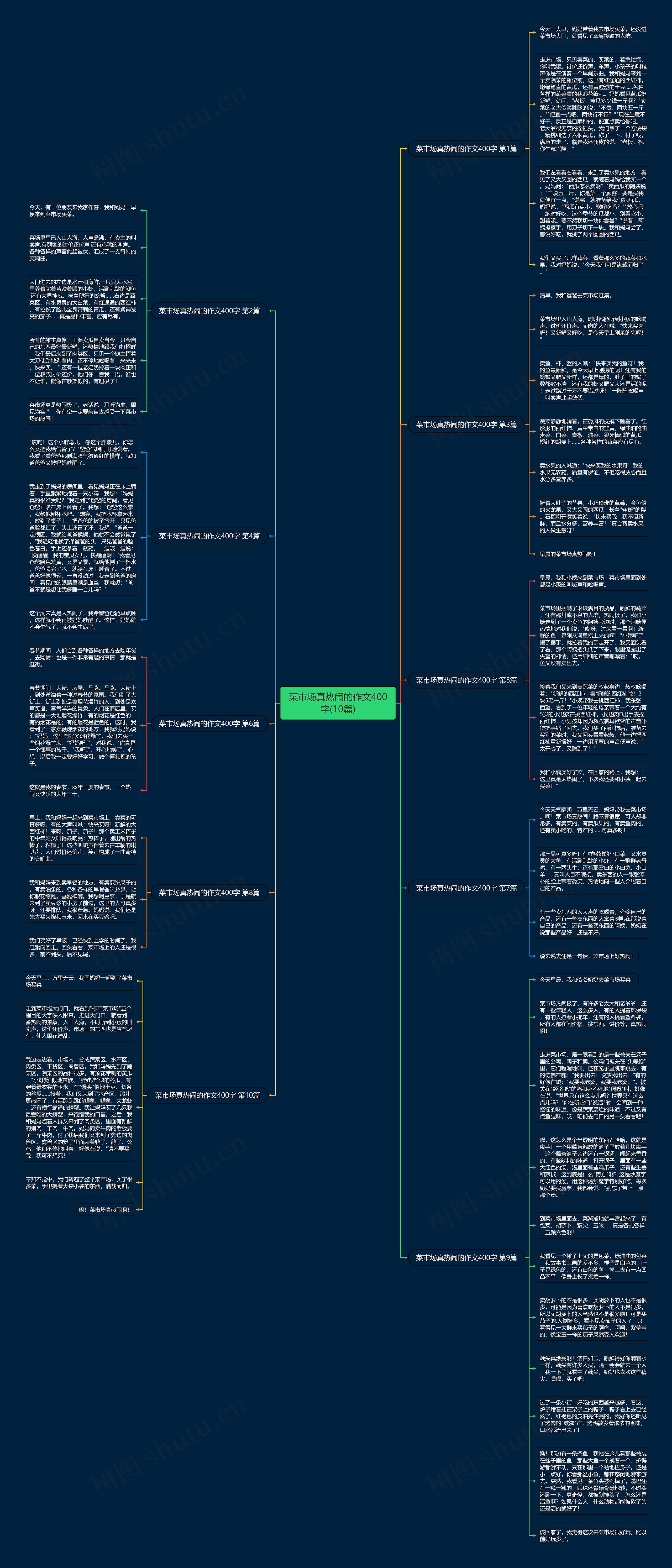菜市场真热闹的作文400字(10篇)思维导图