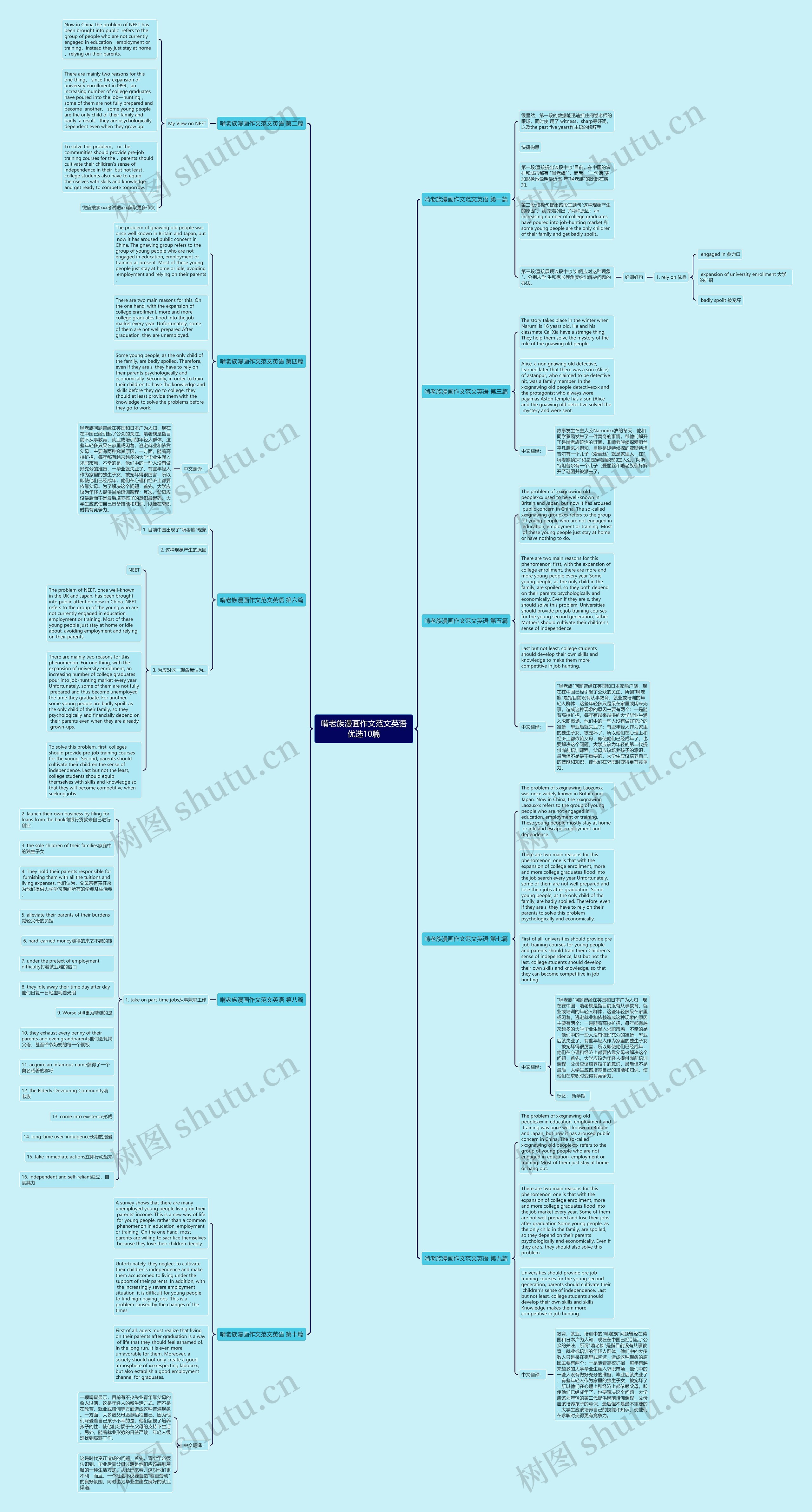 啃老族漫画作文范文英语优选10篇思维导图