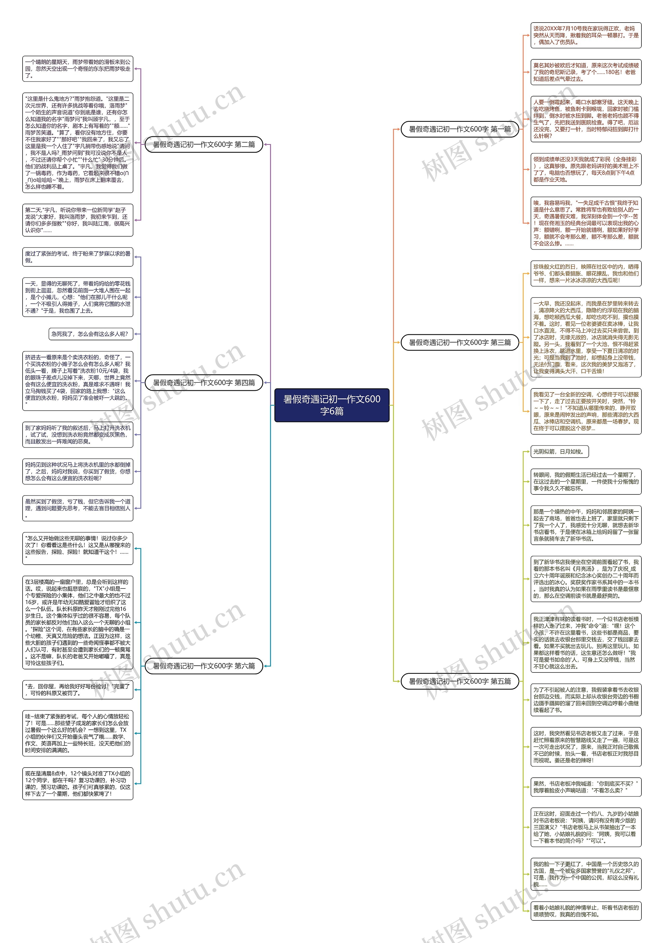 暑假奇遇记初一作文600字6篇思维导图